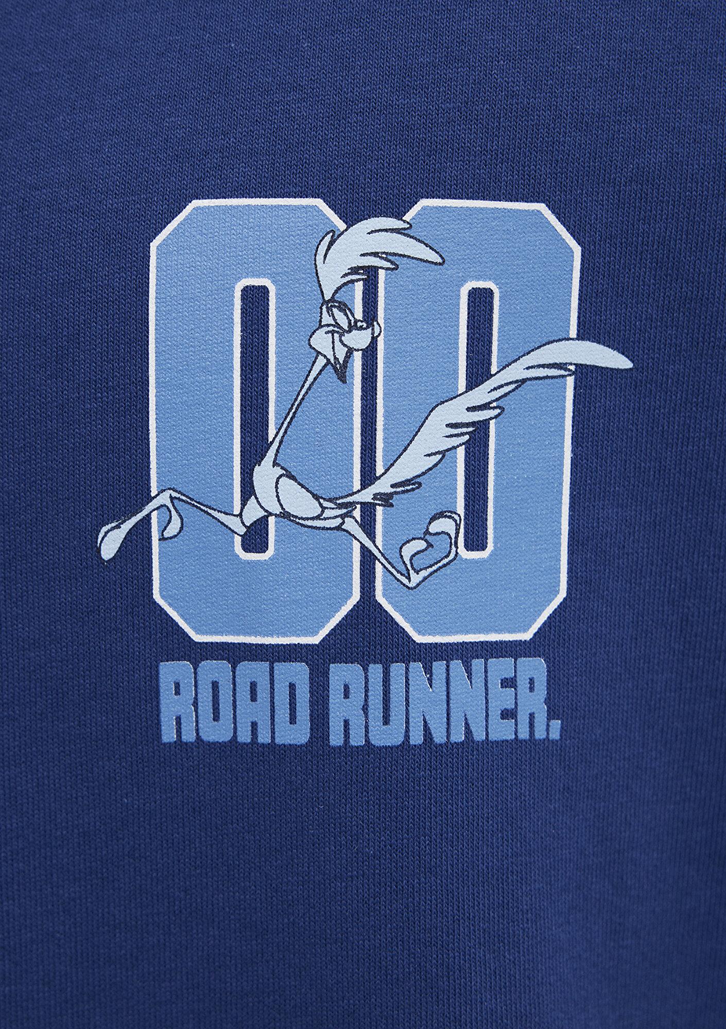 Mavi Road Runner Baskılı Mavi Tişört Oversize / Geniş Kesim 0613200-70758