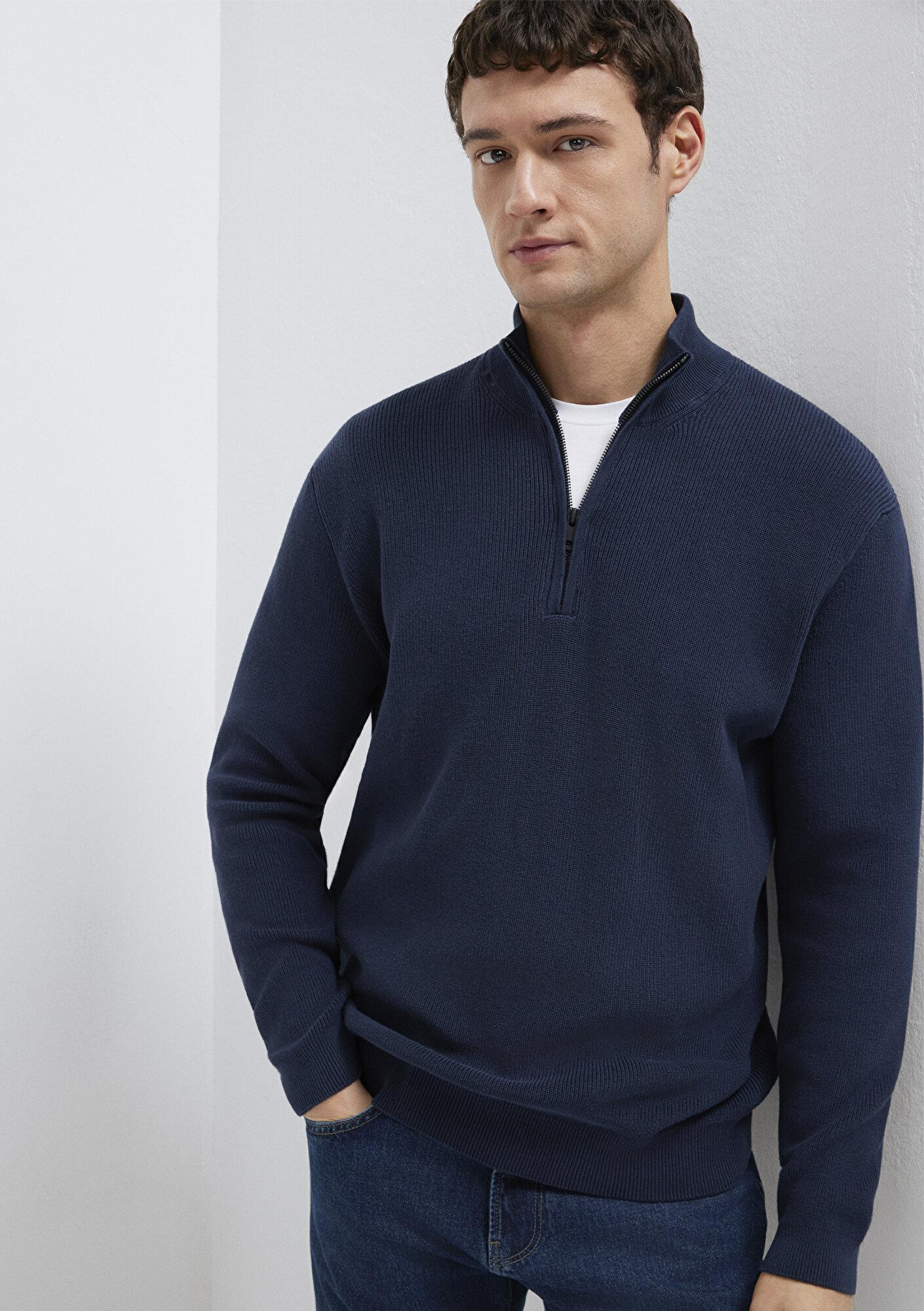 Mavi Yarı Fermuarlı Lacivert Kazak Regular Fit / Normal Kesim 0710396-70490