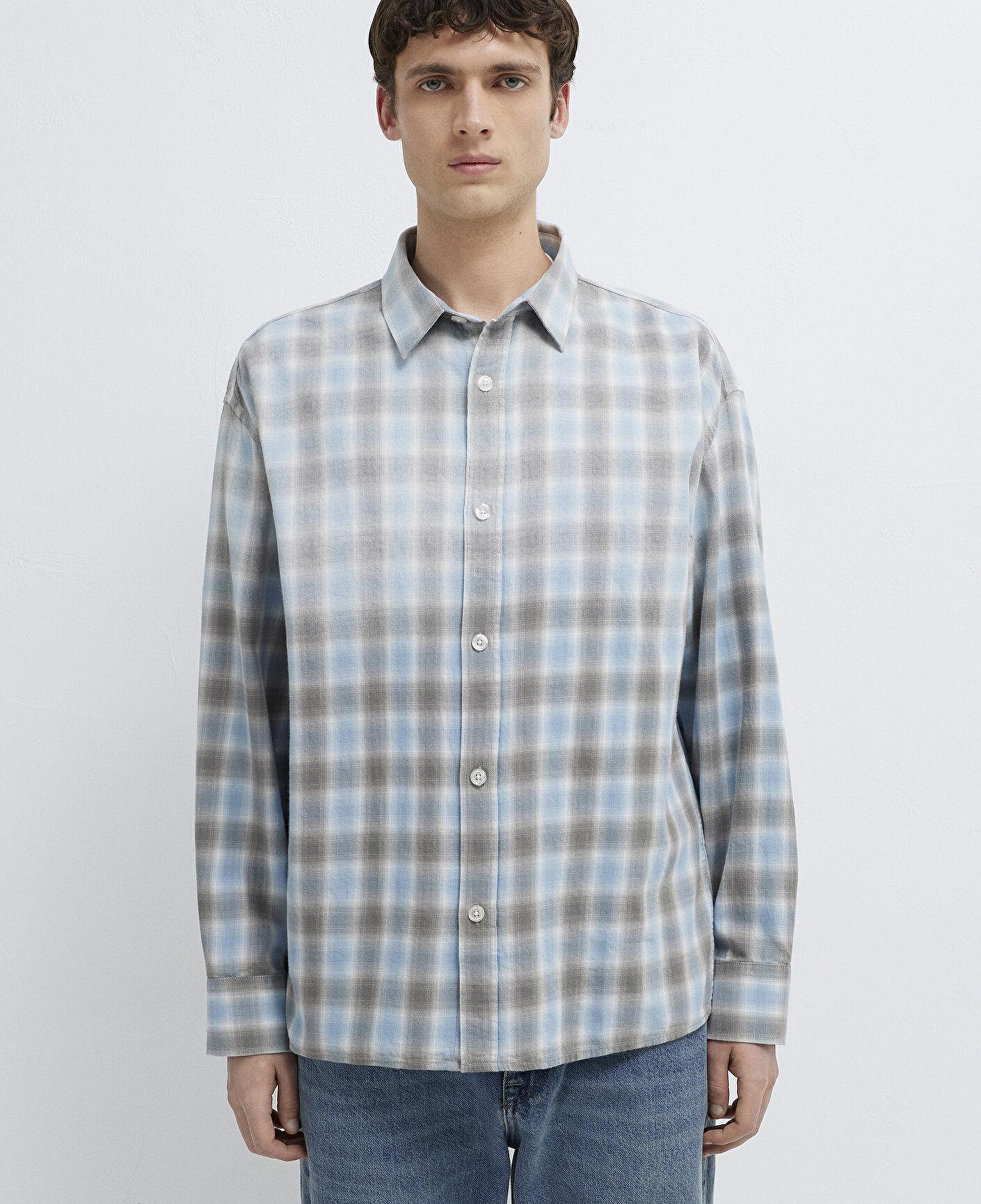 Mavi Mavi Ekose Gömlek Oversize / Geniş Kesim 0211905-91455