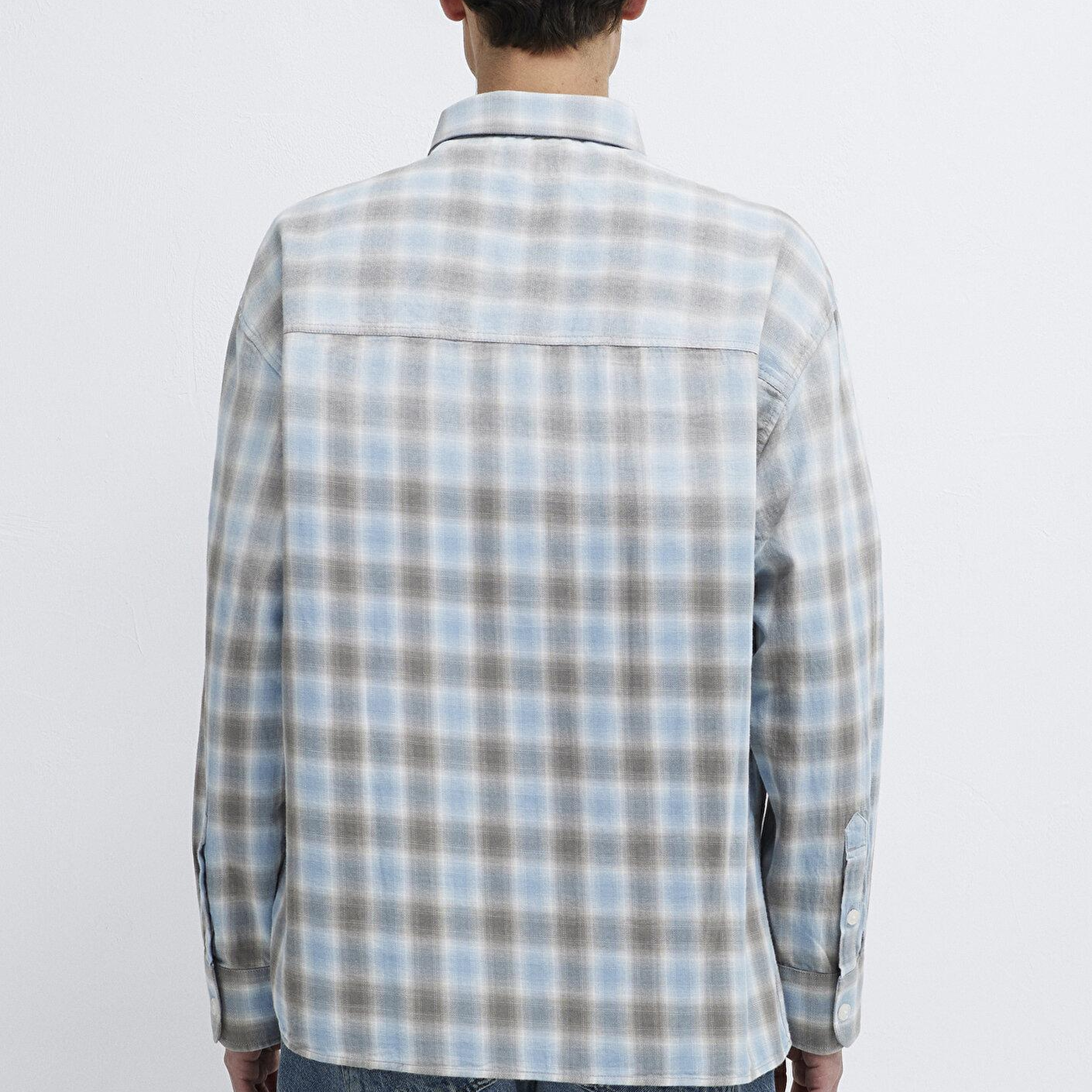 Mavi Mavi Ekose Gömlek Oversize / Geniş Kesim 0211905-91455