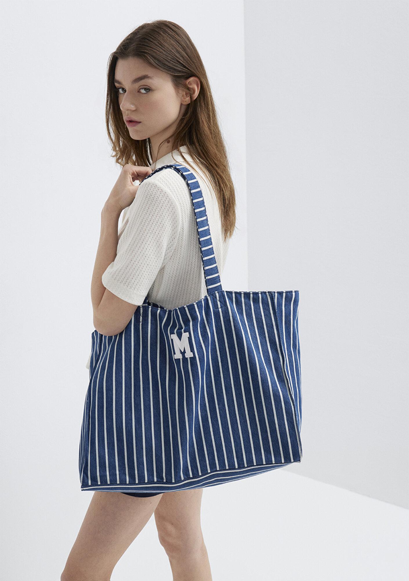 Mavi M Logo İşlemeli Denim Omuz Çantası 1913787-32177
