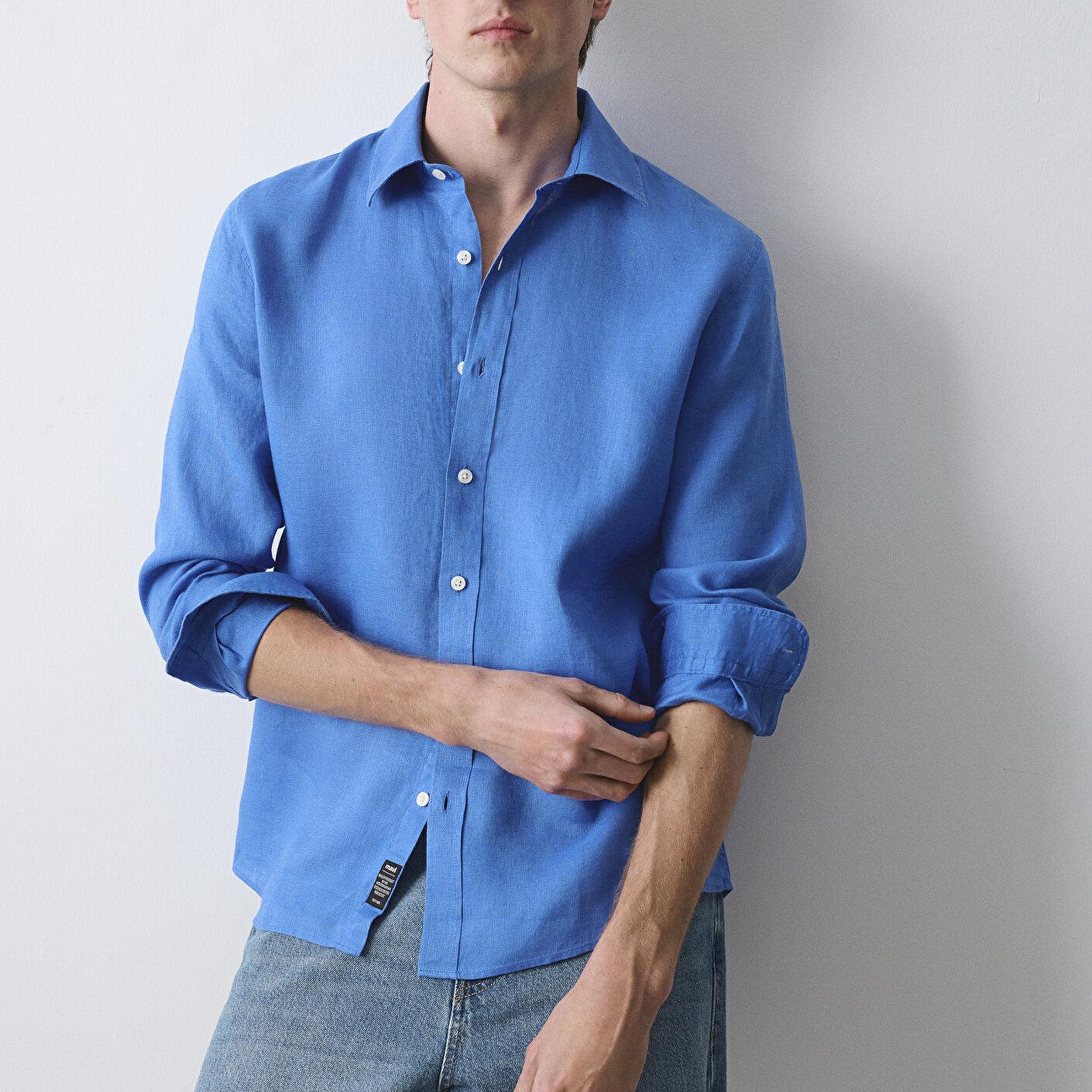 Mavi Mavi Keten Gömlek Slim Fit / Dar Kesim 0211466-81347