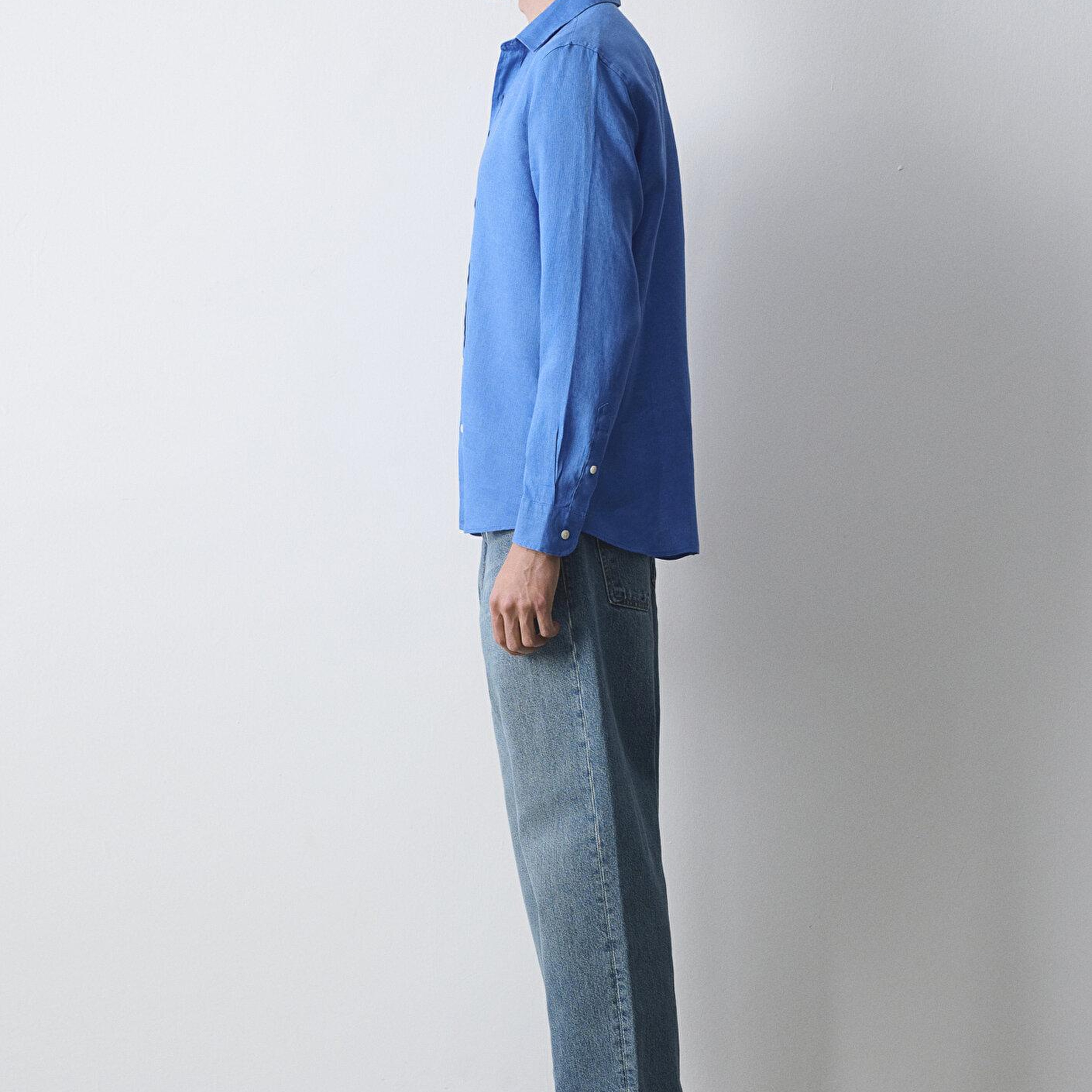 Mavi Mavi Keten Gömlek Slim Fit / Dar Kesim 0211466-81347