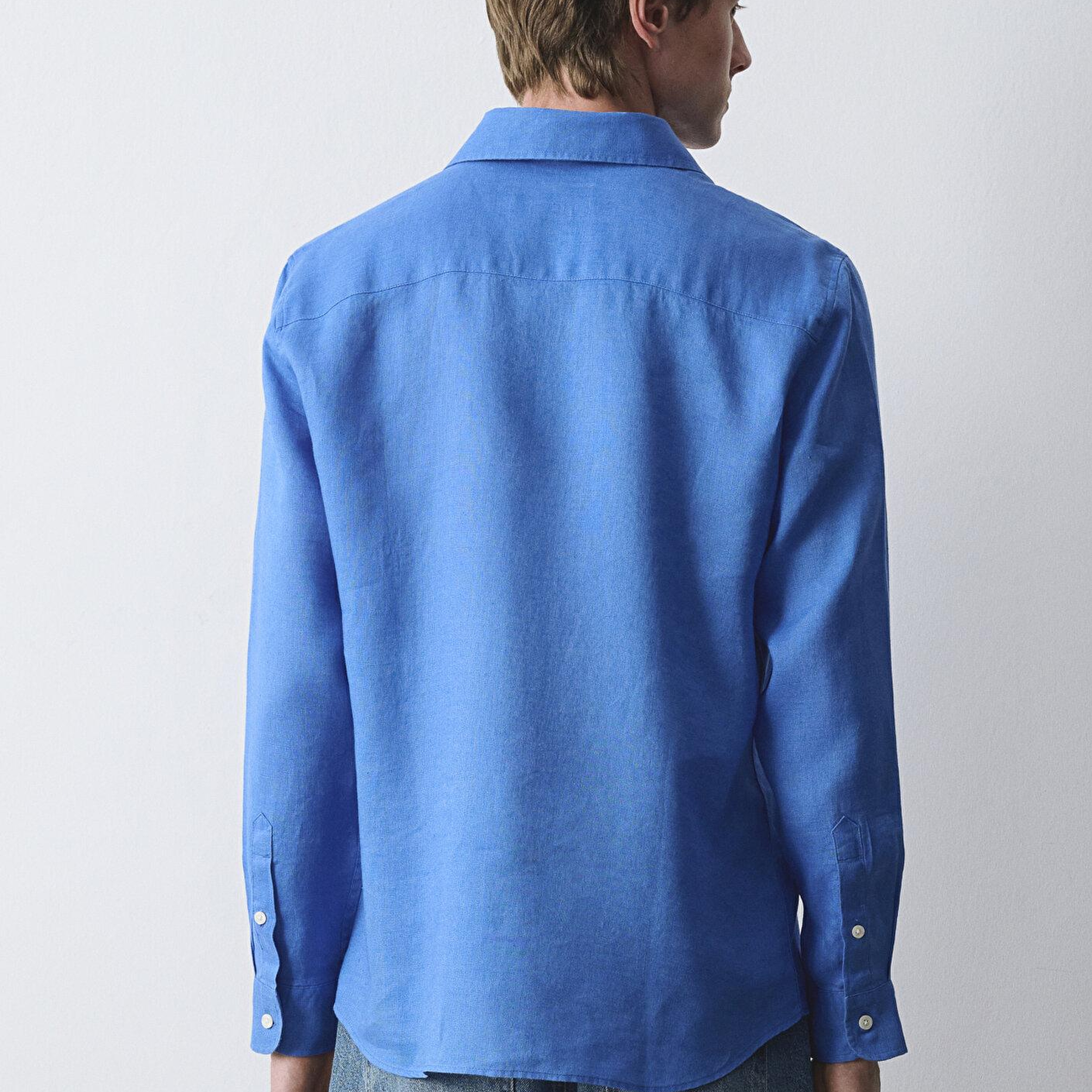 Mavi Mavi Keten Gömlek Slim Fit / Dar Kesim 0211466-81347
