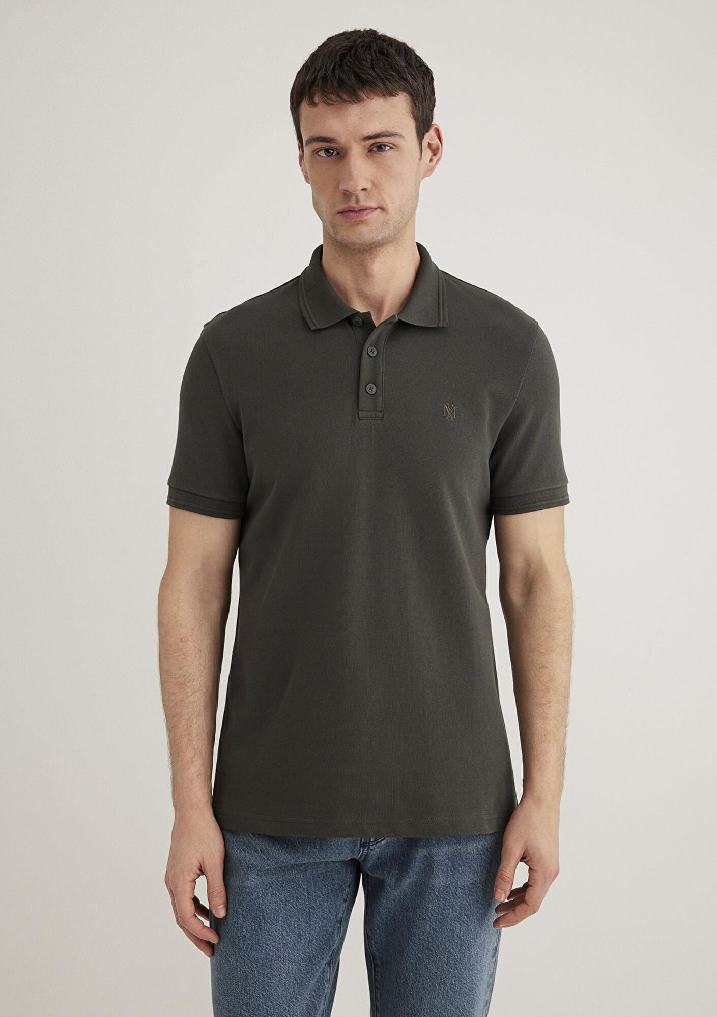 Mavi Yeşil Polo Tişört Slim Fit / Dar Kesim 064946-71587