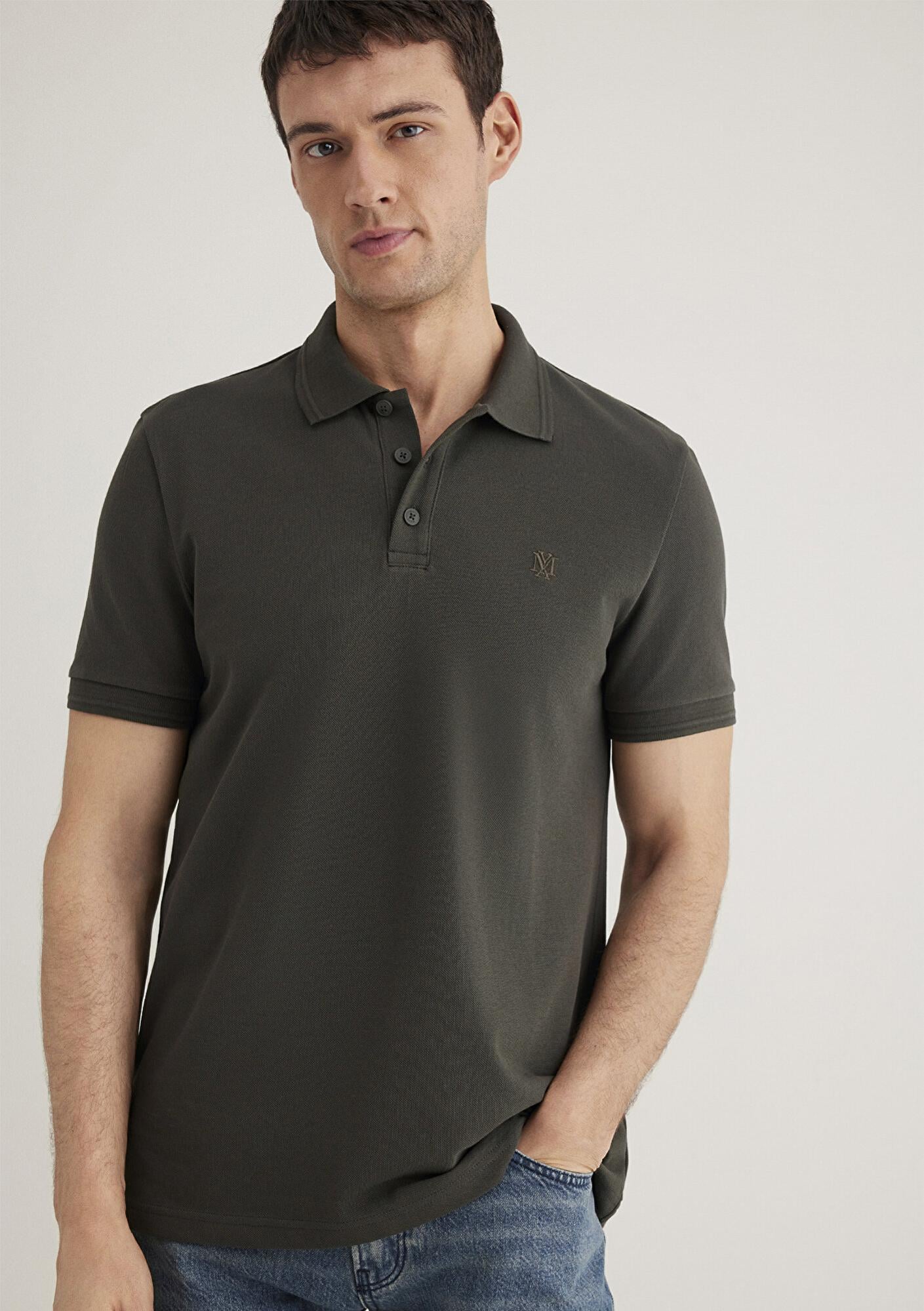 Mavi Yeşil Polo Tişört Slim Fit / Dar Kesim 064946-71587
