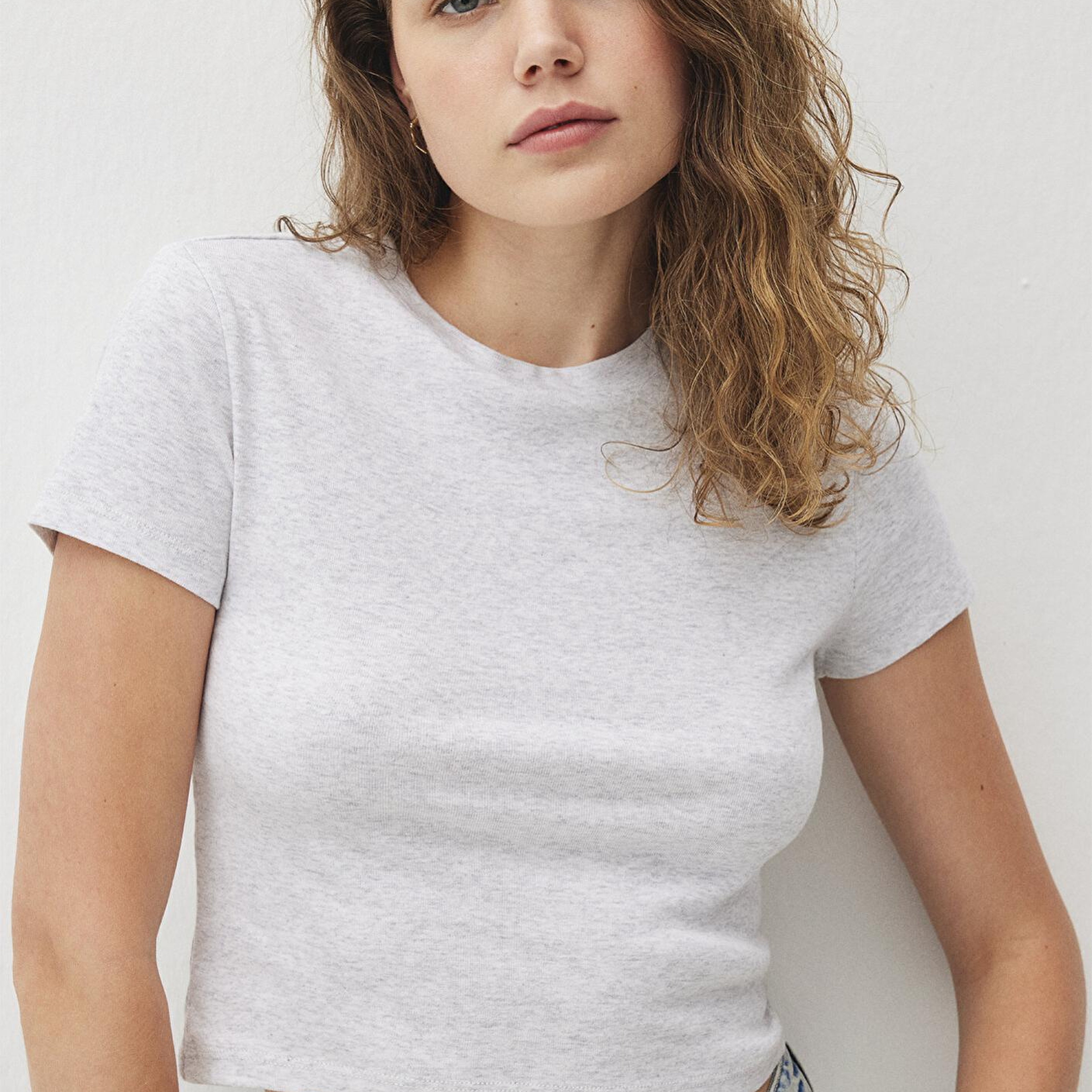 Mavi Gri Basic Crop Tişört Crop / Kısa Kesim 1600814-85438