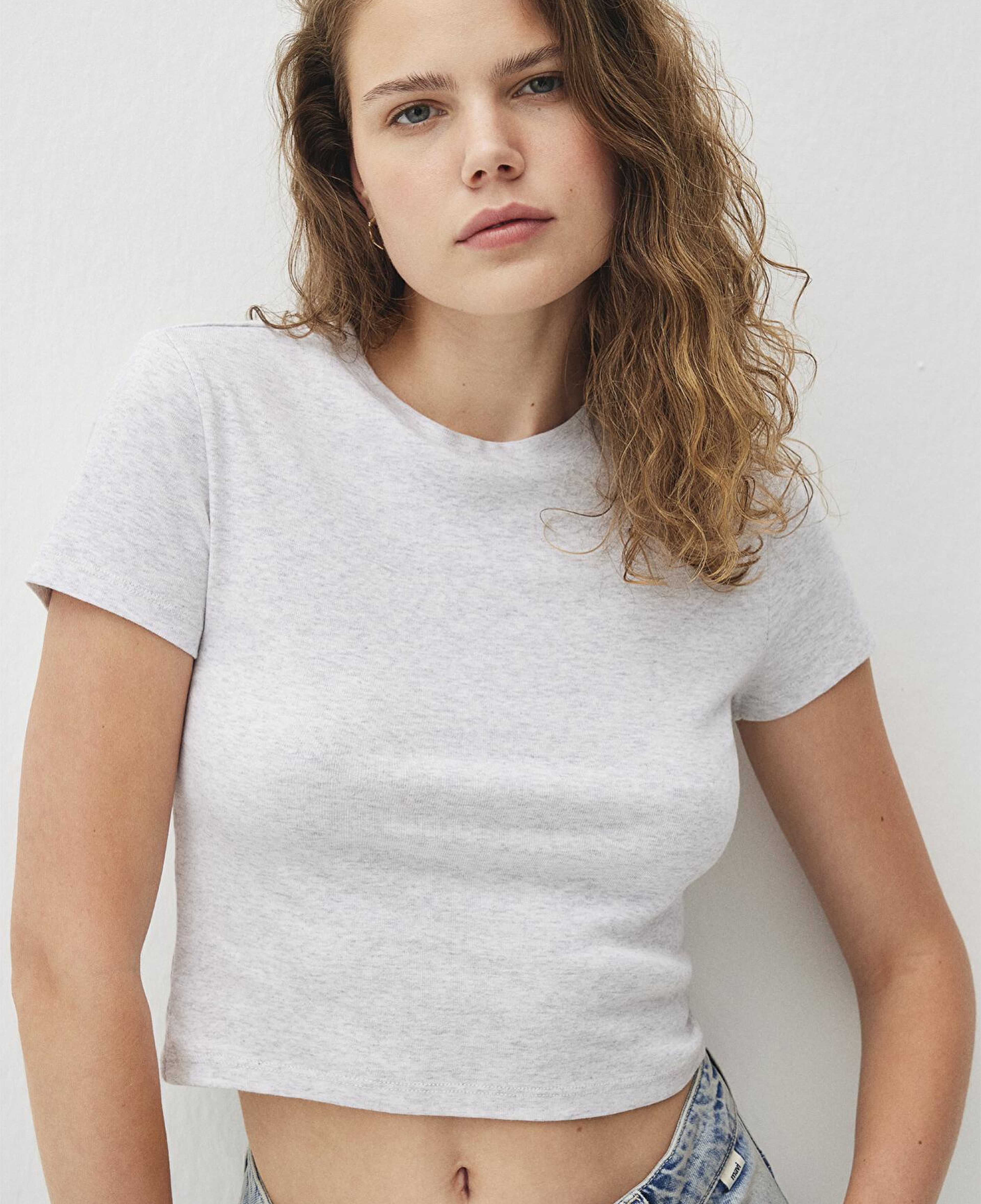 Mavi Gri Basic Crop Tişört Crop / Kısa Kesim 1600814-85438