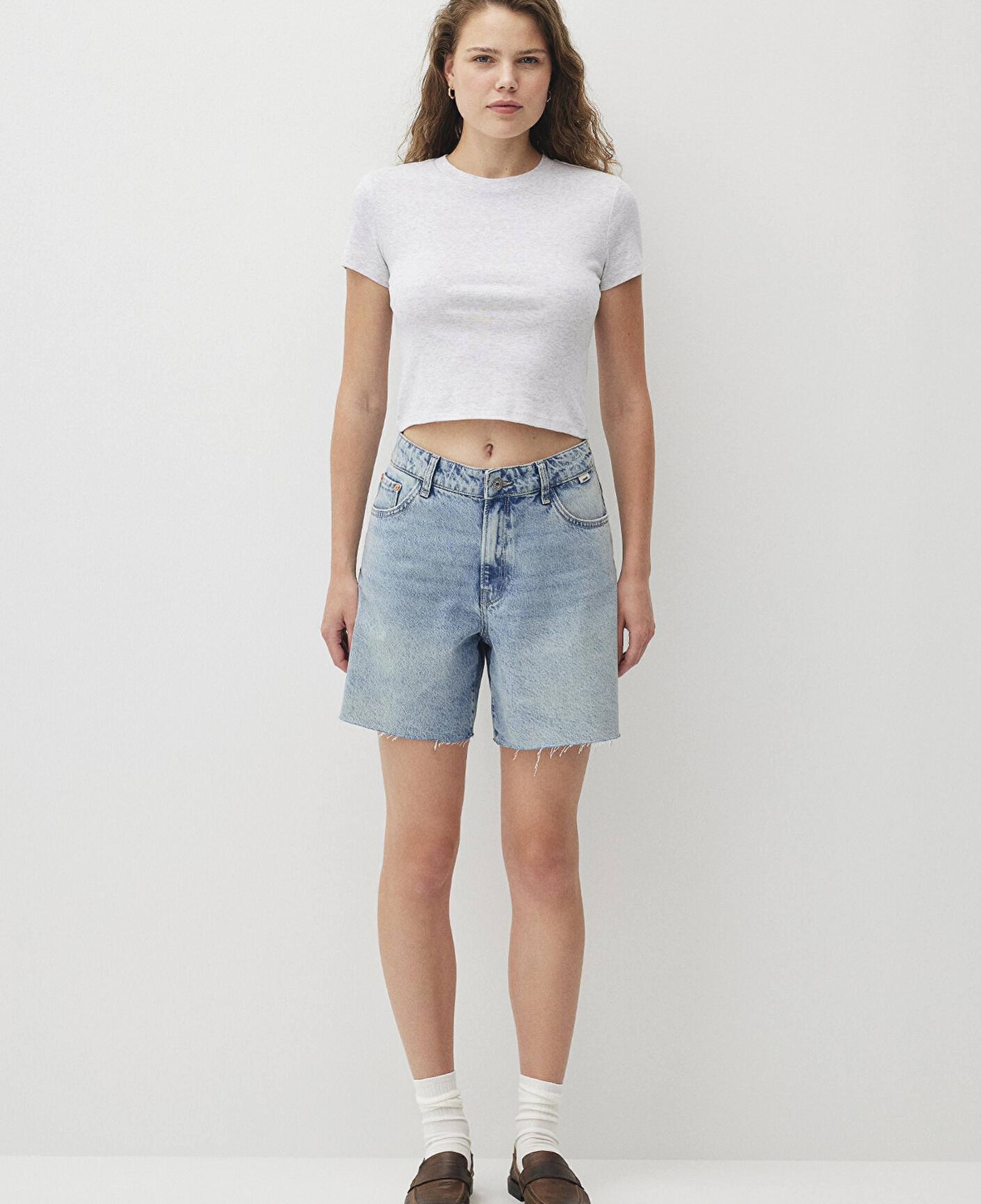 Mavi Gri Basic Crop Tişört Crop / Kısa Kesim 1600814-85438
