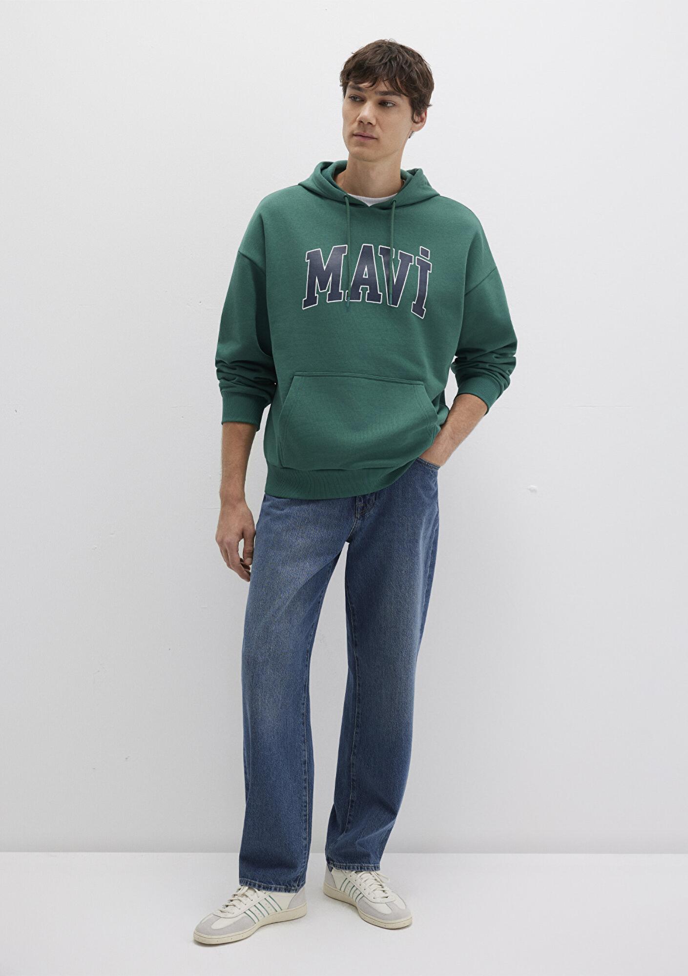 Mavi Mavi Logo Baskılı Kapüşonlu Yeşil Sweatshirt 067149-71874