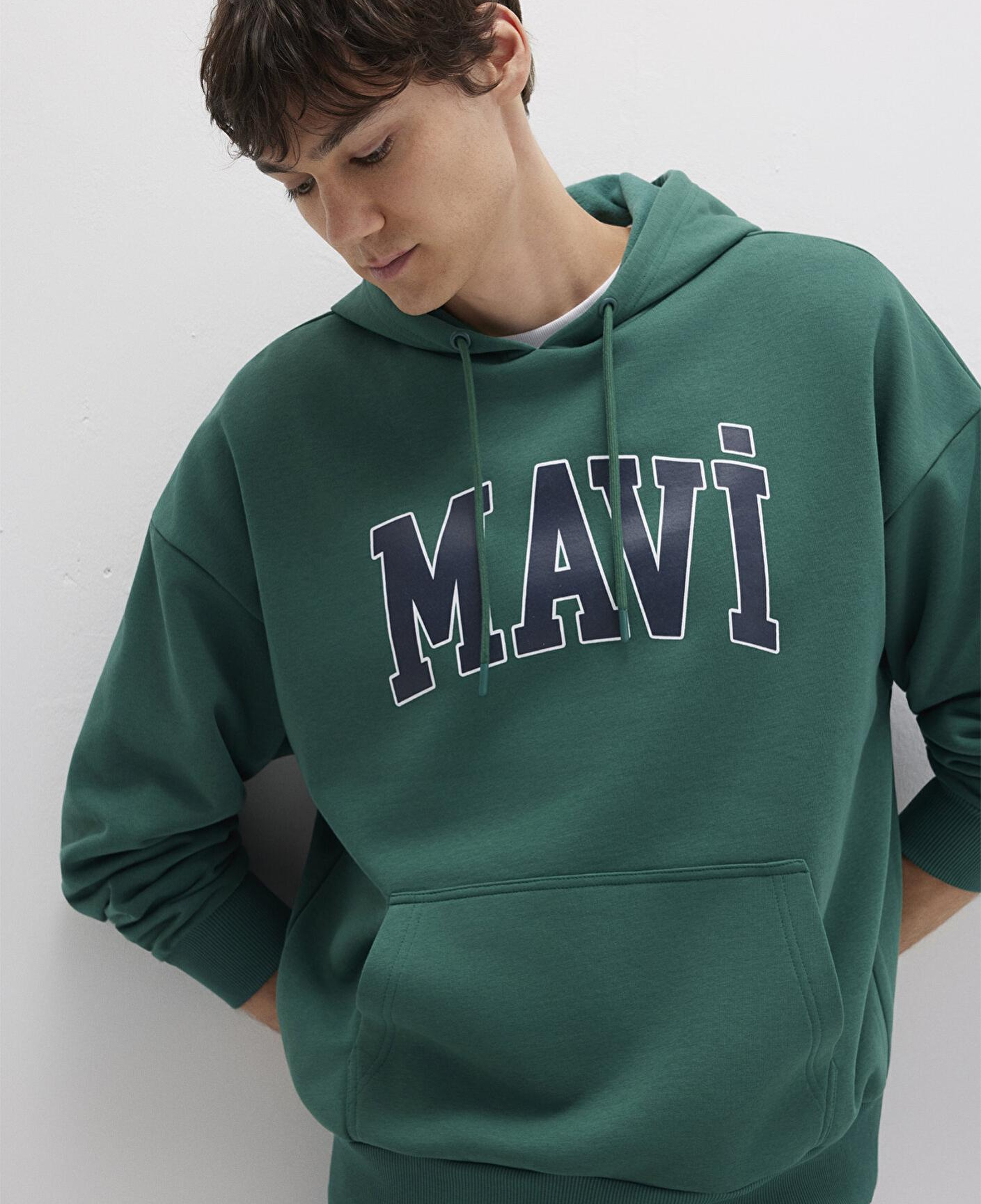 Mavi Mavi Logo Baskılı Kapüşonlu Yeşil Sweatshirt 067149-71874