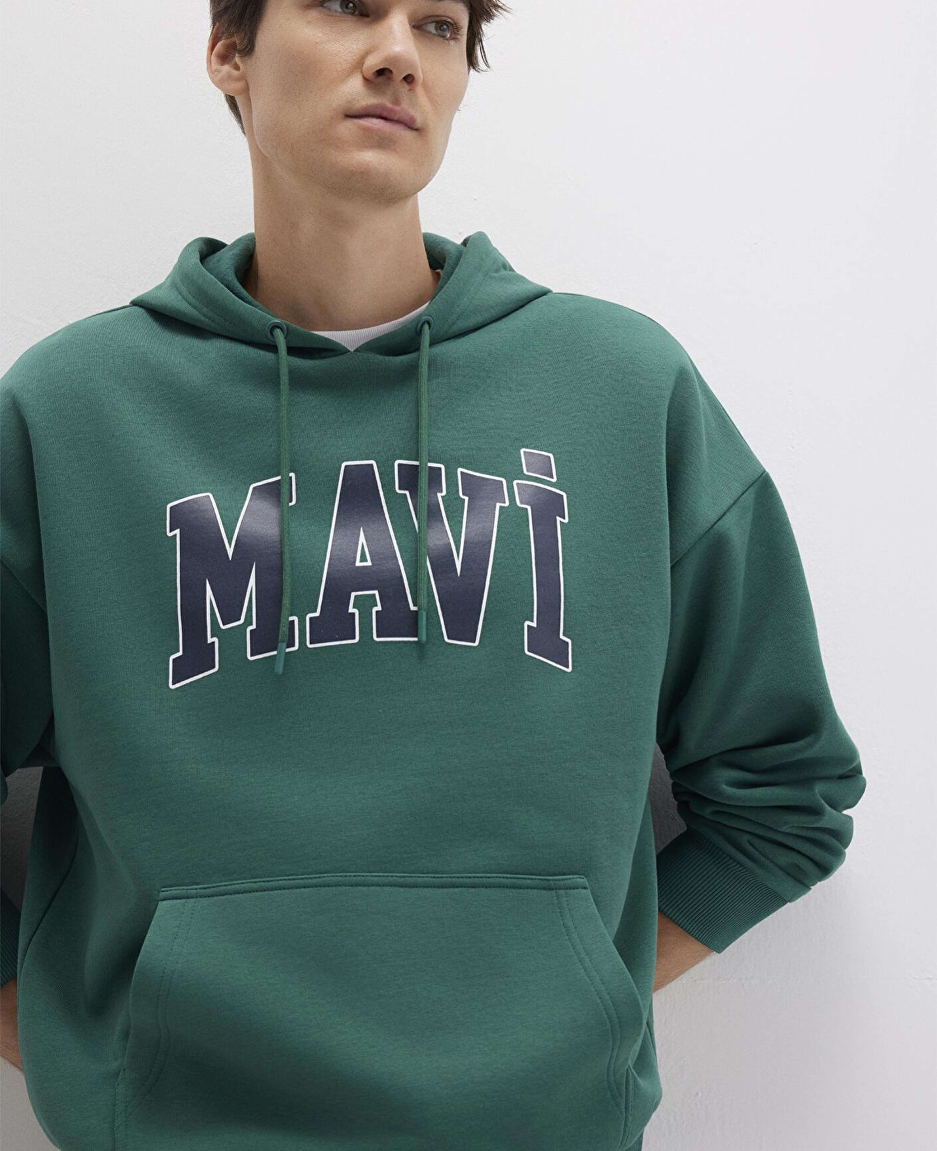 Mavi Mavi Logo Baskılı Kapüşonlu Yeşil Sweatshirt 067149-71874