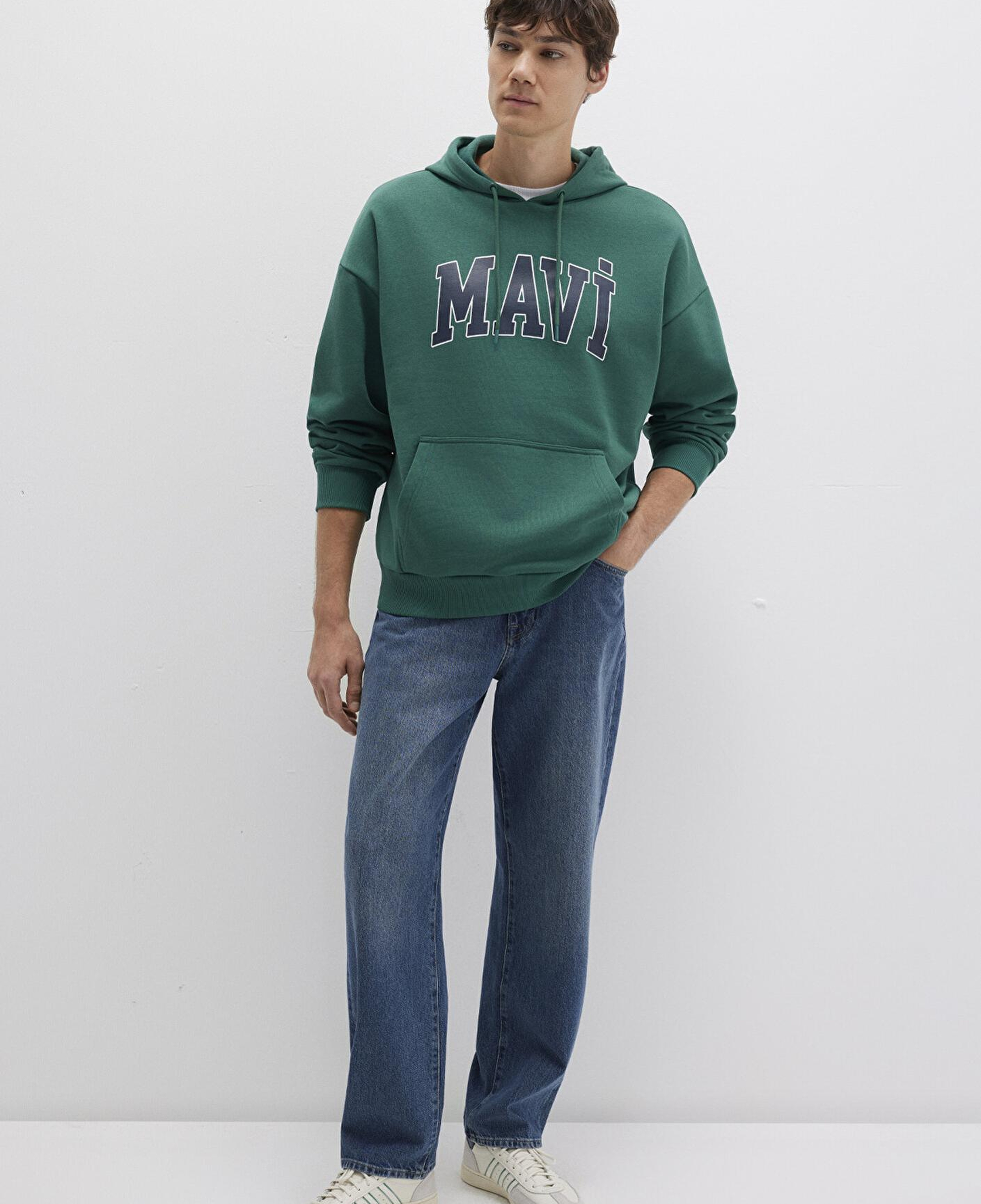 Mavi Mavi Logo Baskılı Kapüşonlu Yeşil Sweatshirt 067149-71874
