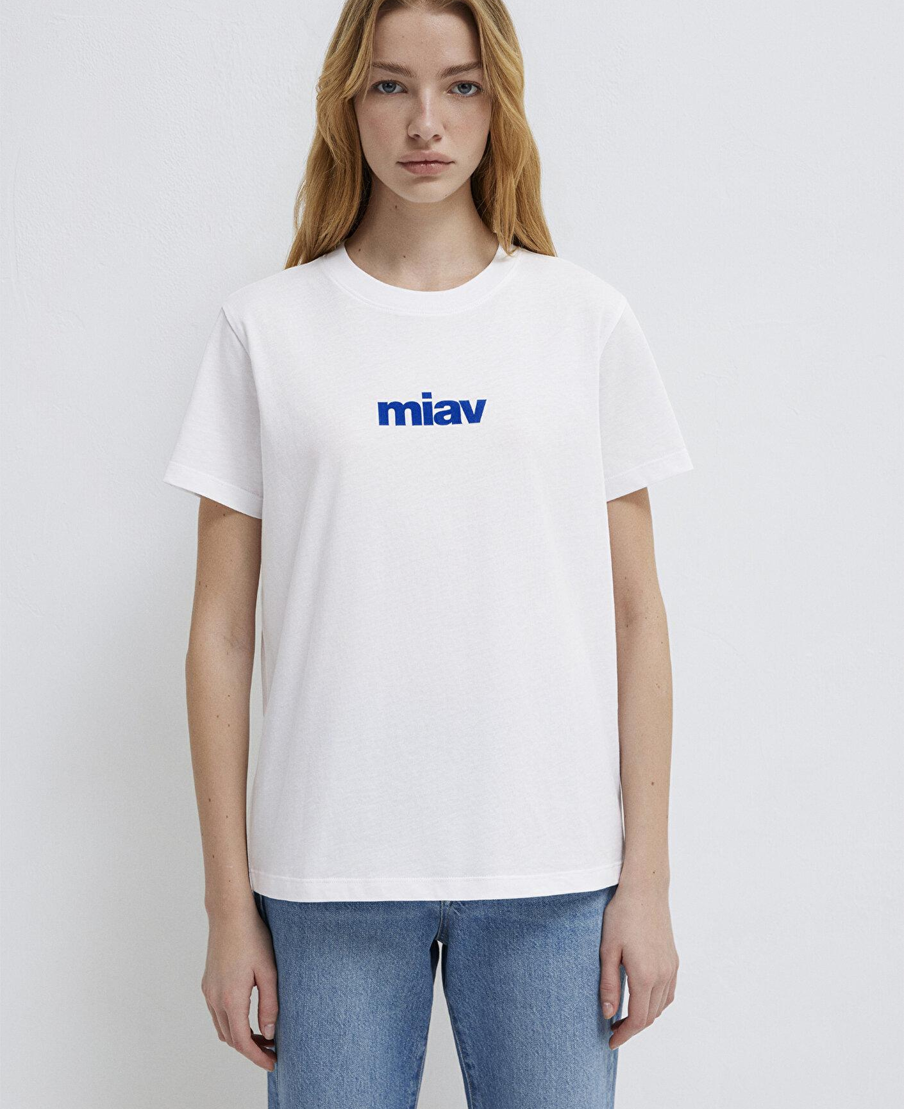 Mavi Miav Baskılı Beyaz Tişört Regular Fit / Normal Kesim 1610622-620