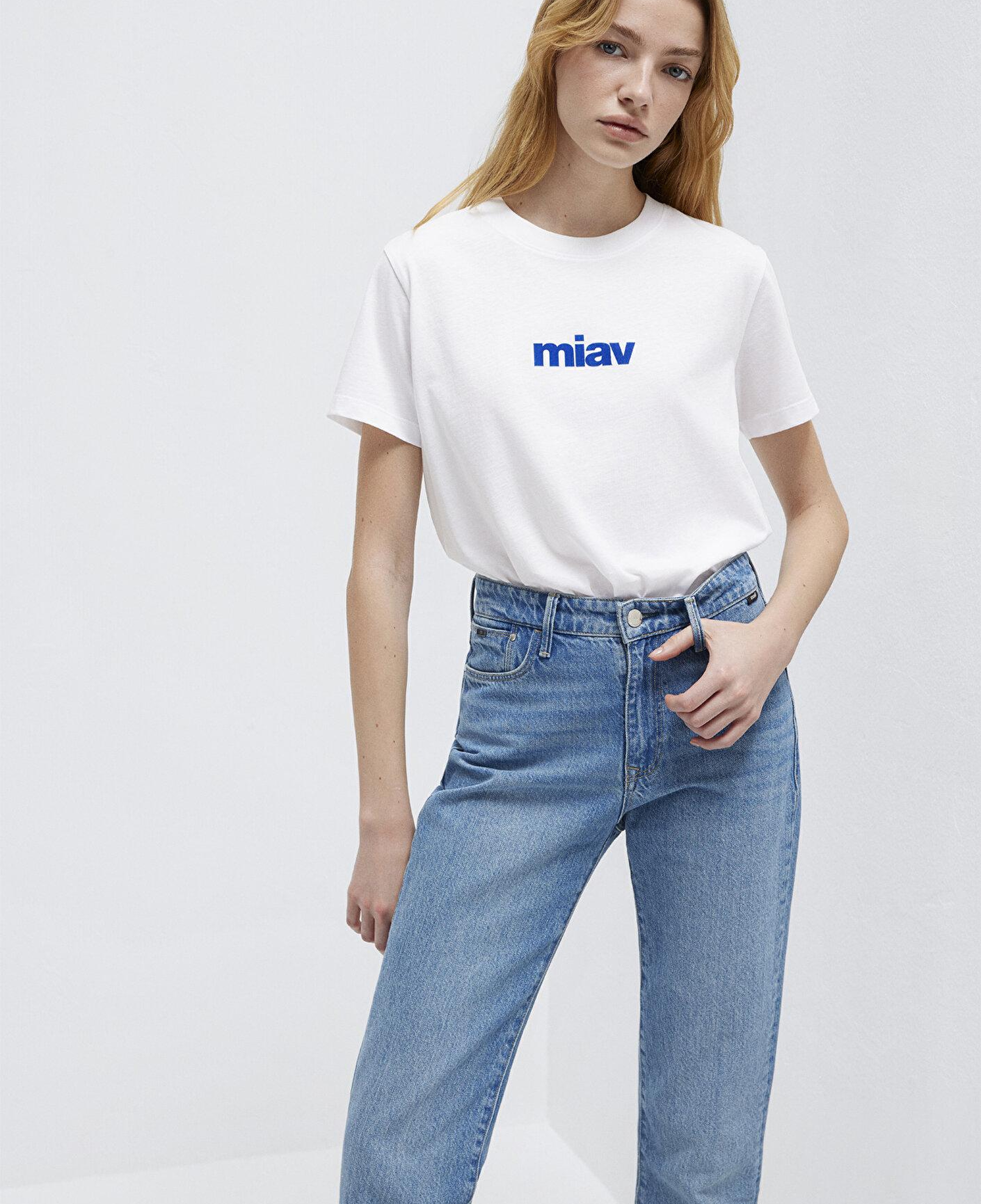 Mavi Miav Baskılı Beyaz Tişört Regular Fit / Normal Kesim 1610622-620