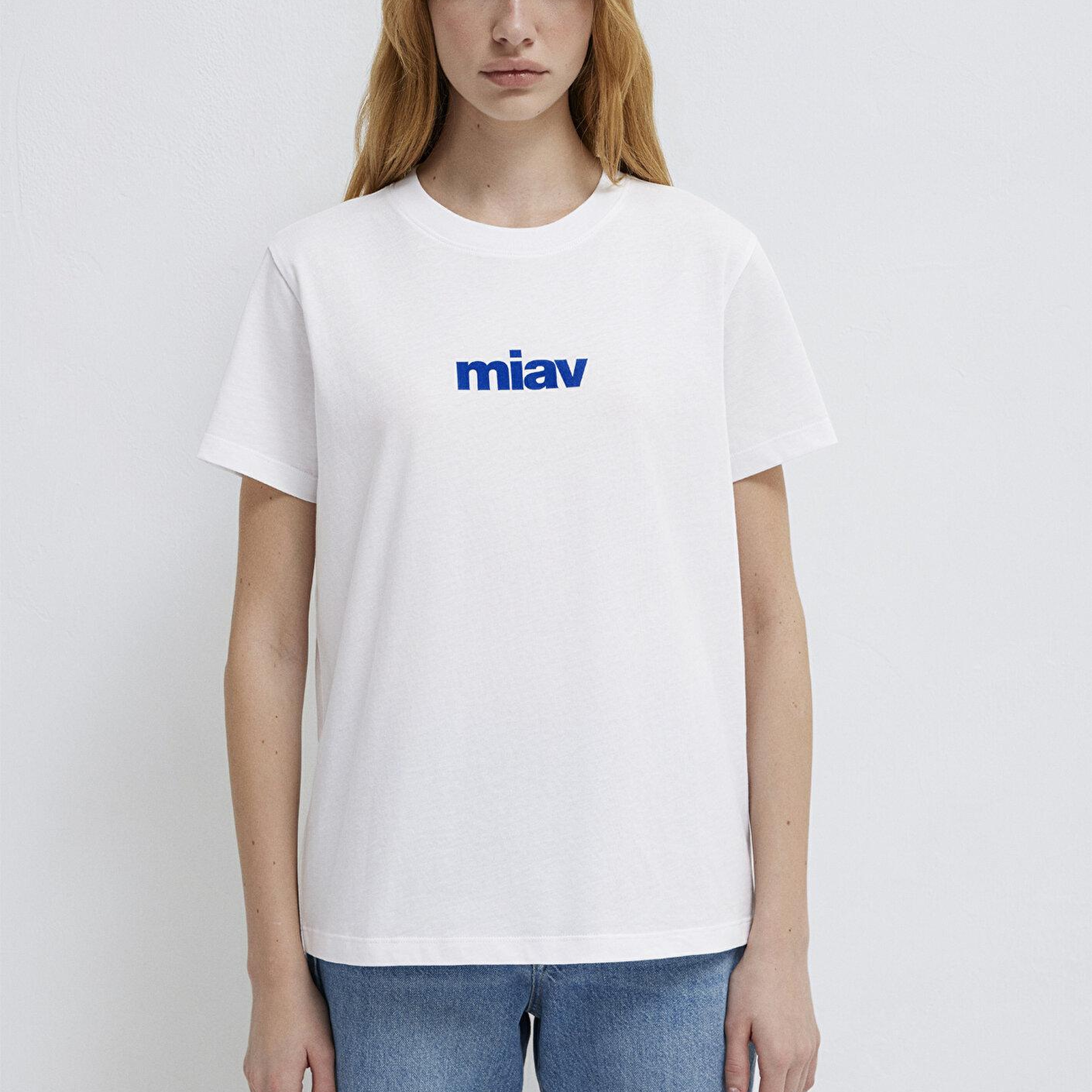 Mavi Miav Baskılı Beyaz Tişört Regular Fit / Normal Kesim 1610622-620