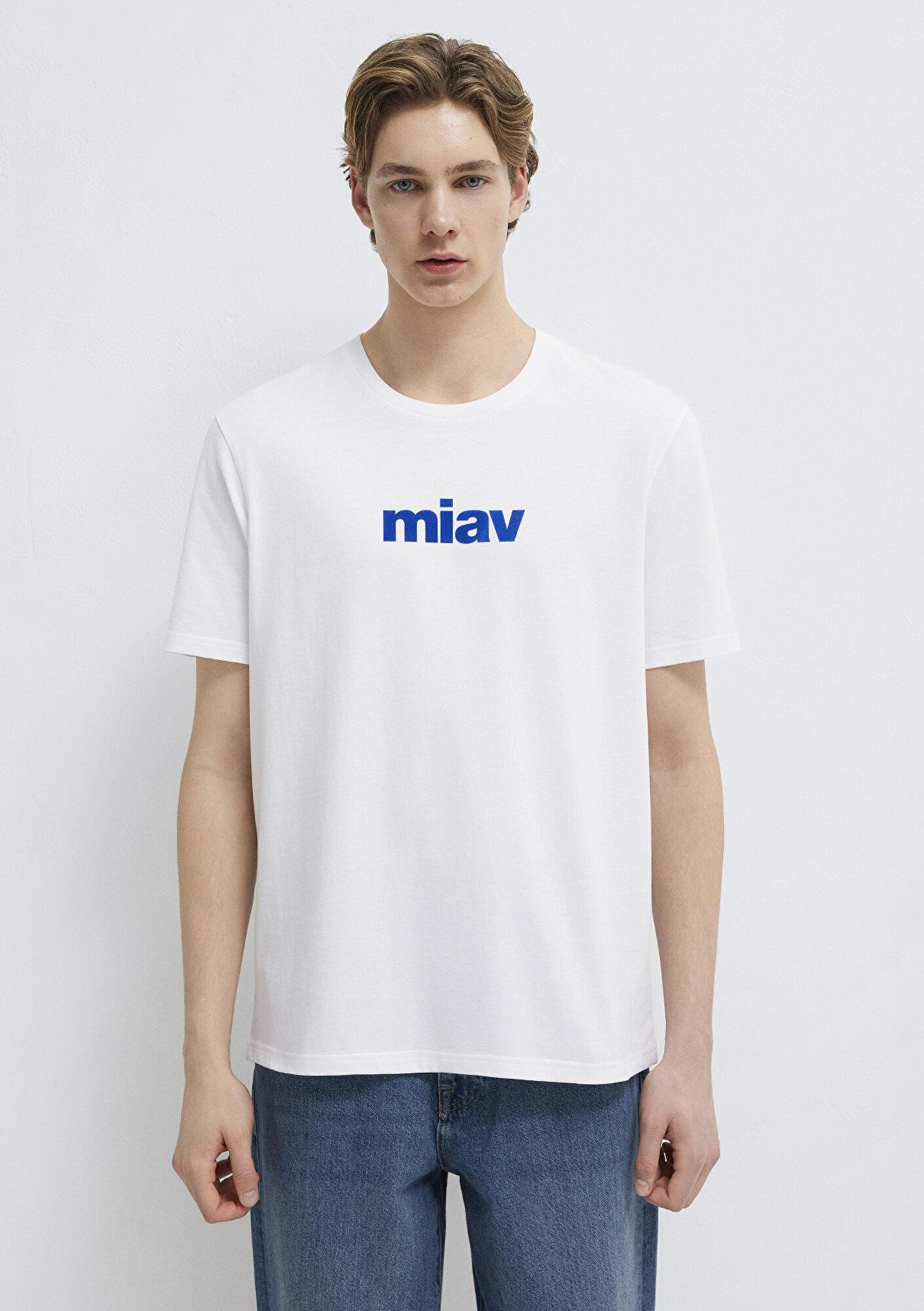 Mavi Miav Baskılı Beyaz Tişört Regular Fit / Normal Kesim 067153-620
