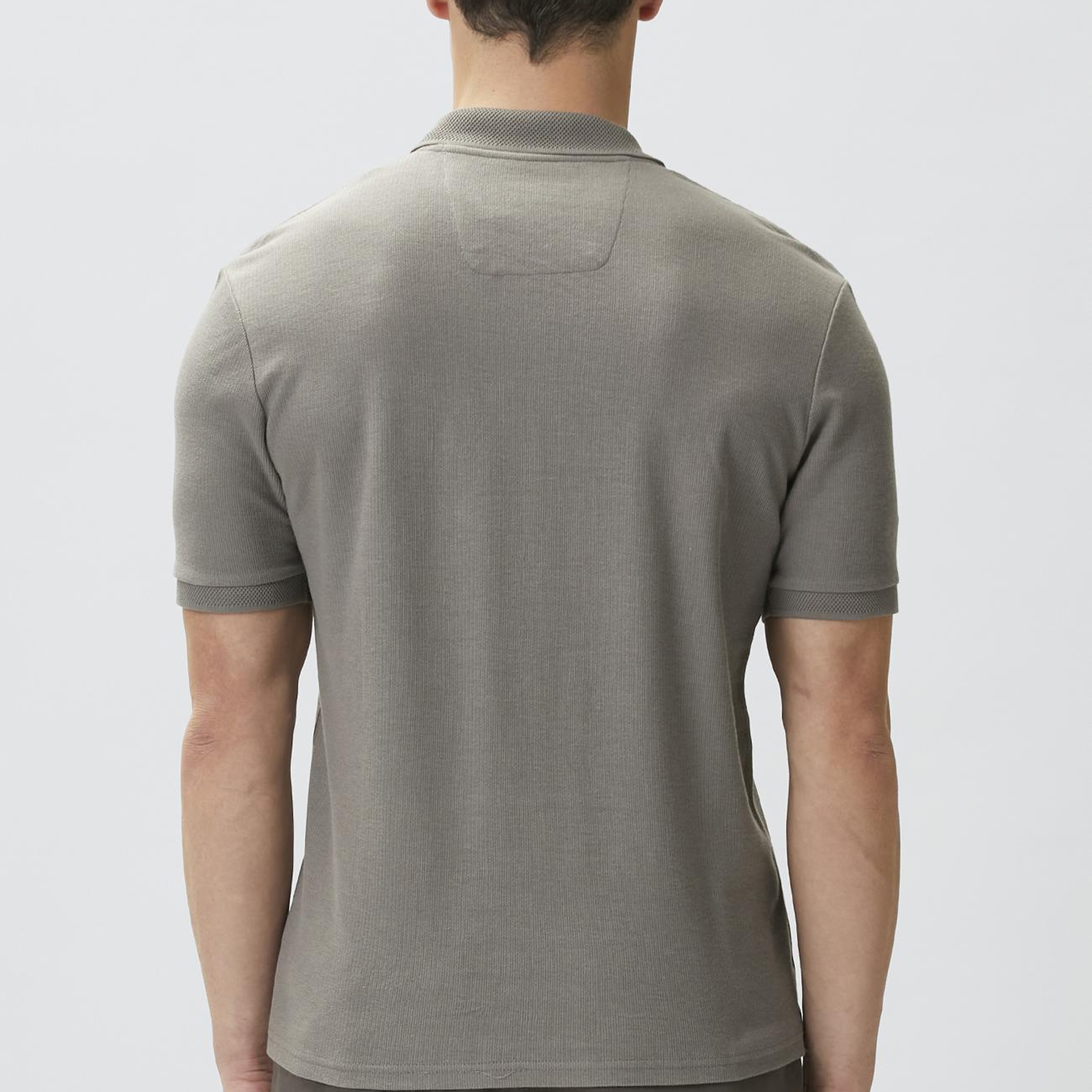 Network Erkek Vizon Fermuarlı Polo Yaka Jakarlı T-shirt