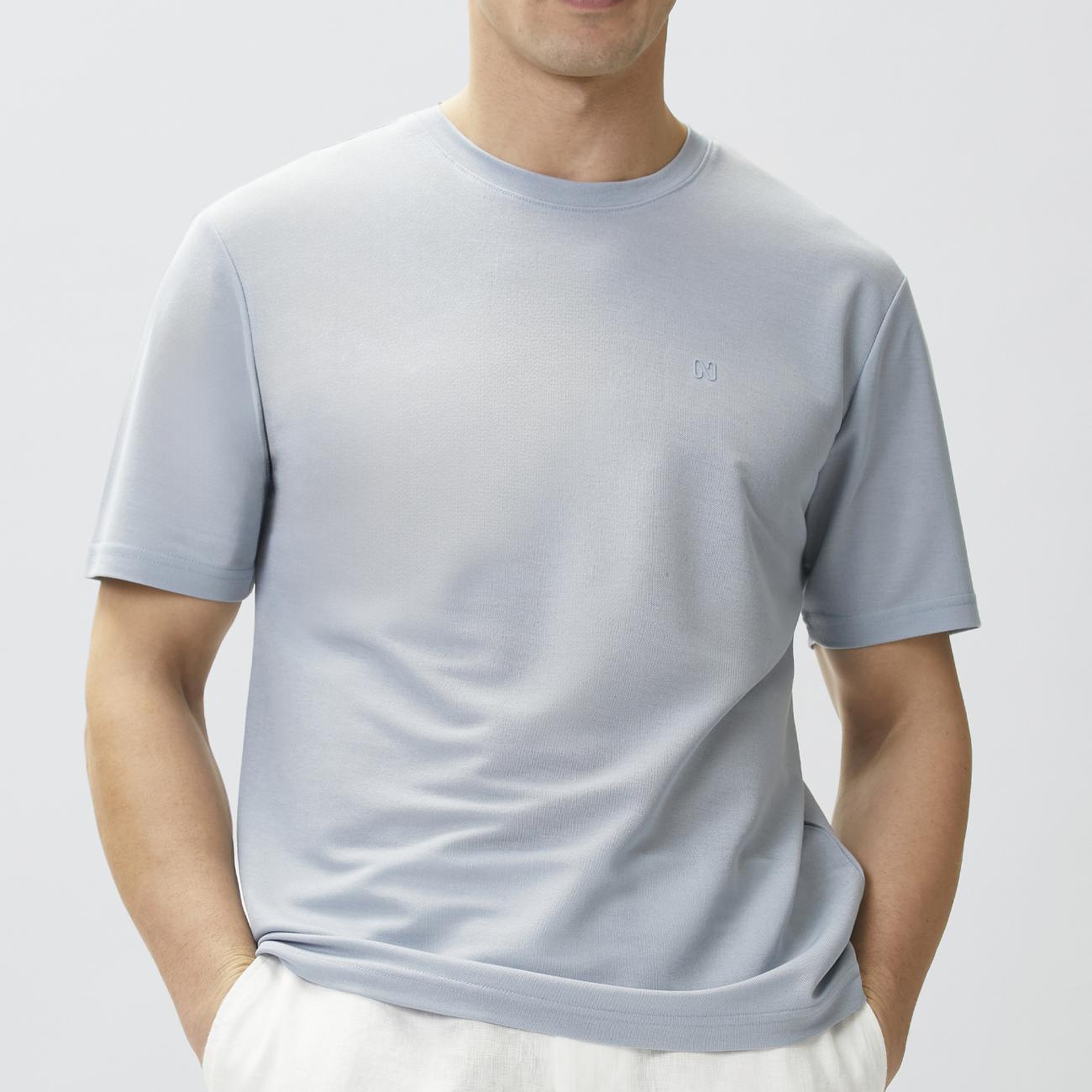 Network Erkek Comfort Fit Açık Mavi Bisiklet Yaka T-shirt