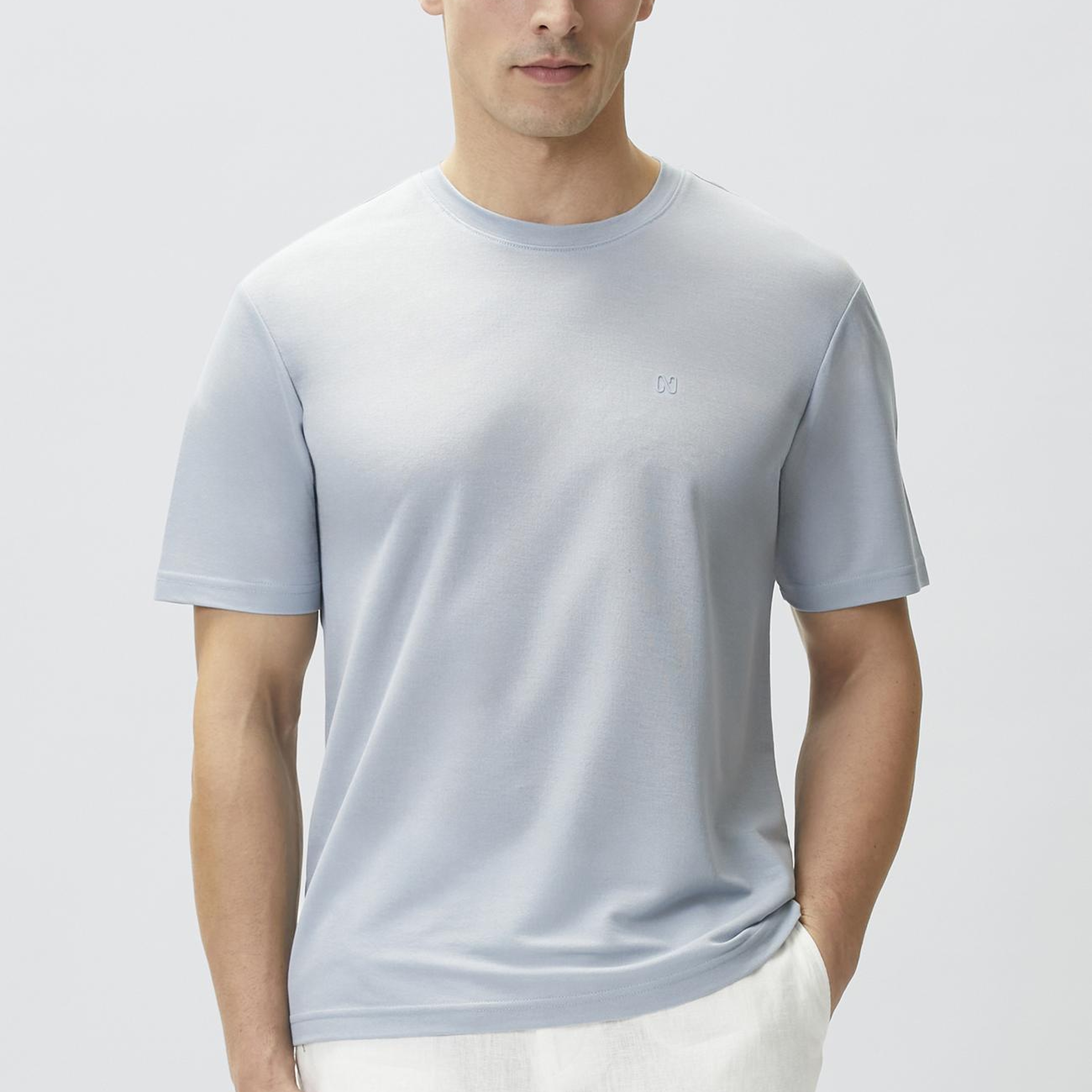 Network Erkek Comfort Fit Açık Mavi Bisiklet Yaka T-shirt