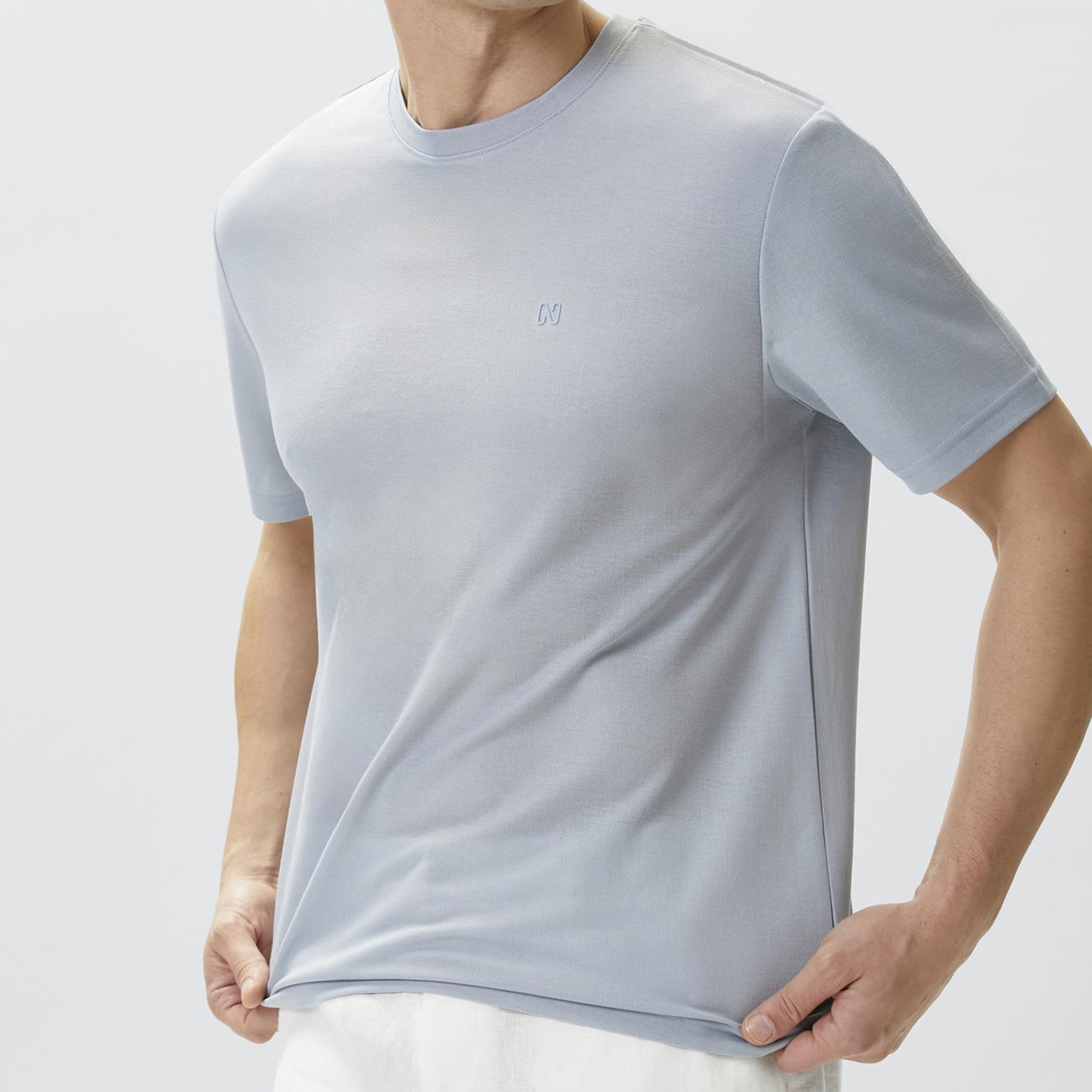 Network Erkek Comfort Fit Açık Mavi Bisiklet Yaka T-shirt