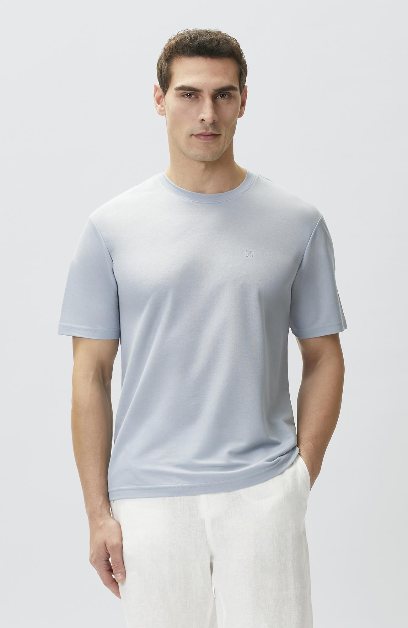 Network Erkek Comfort Fit Açık Mavi Bisiklet Yaka T-shirt
