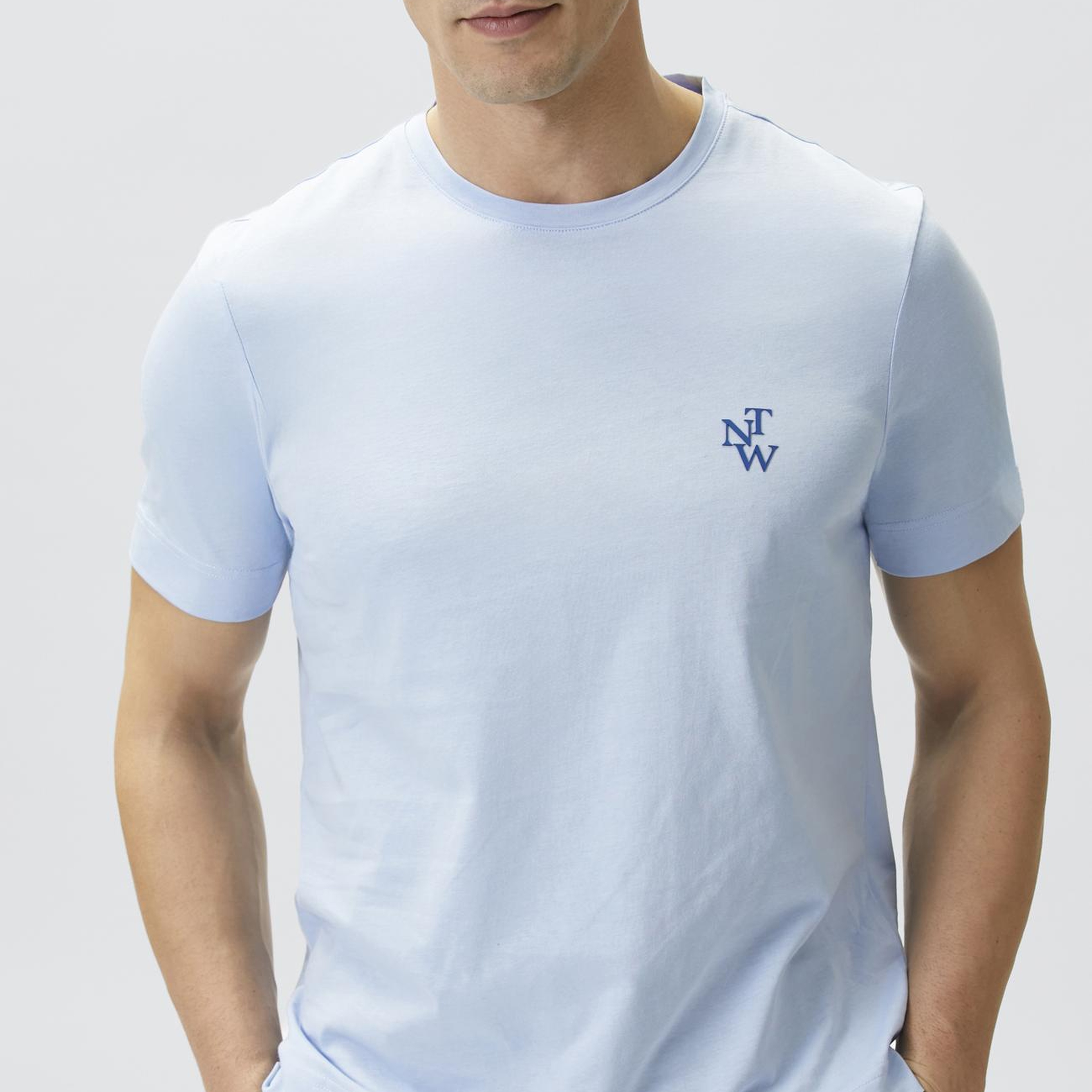Network Erkek Comfort Fit Açık Mavi Göğüs Baskı Detaylı T-shirt