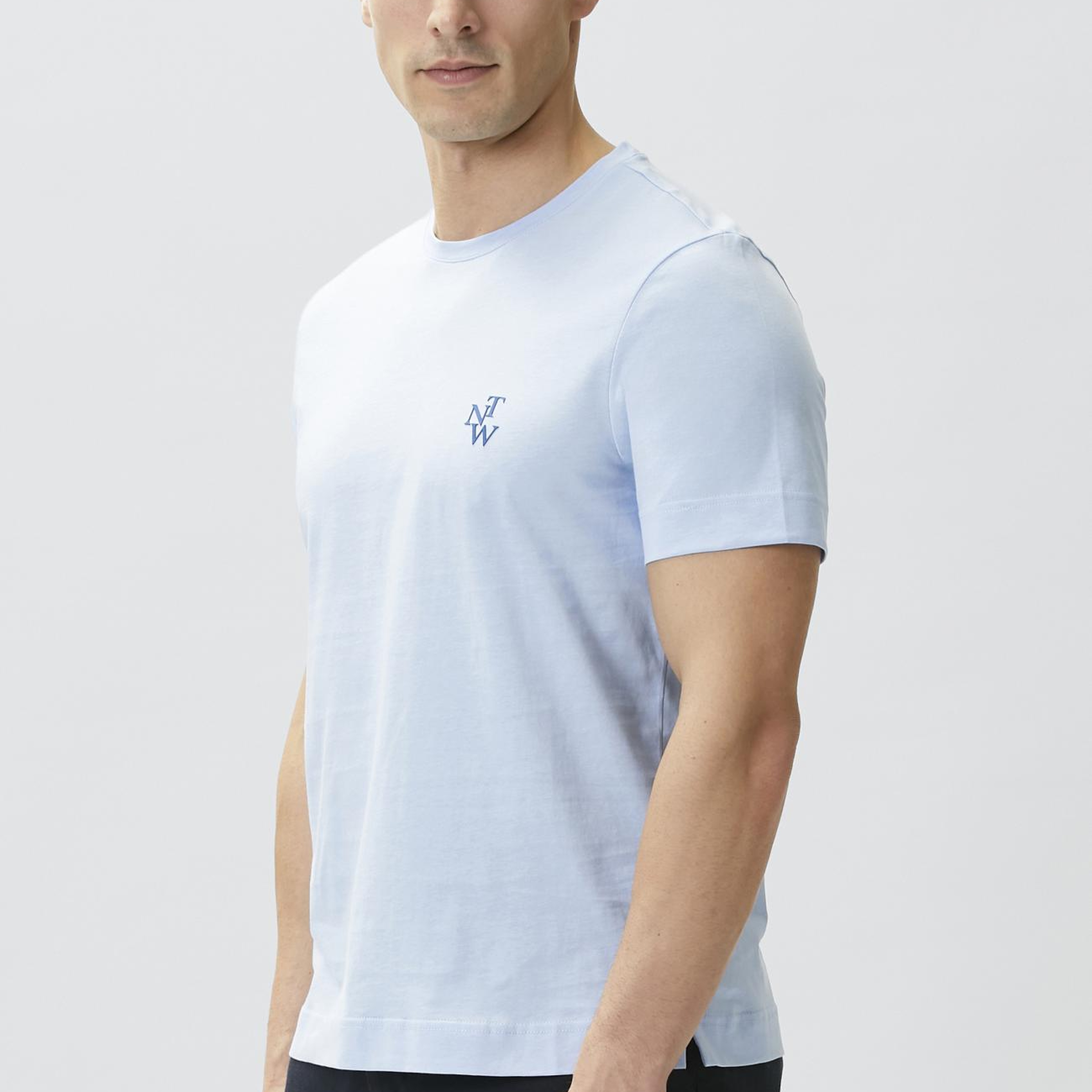 Network Erkek Comfort Fit Açık Mavi Göğüs Baskı Detaylı T-shirt