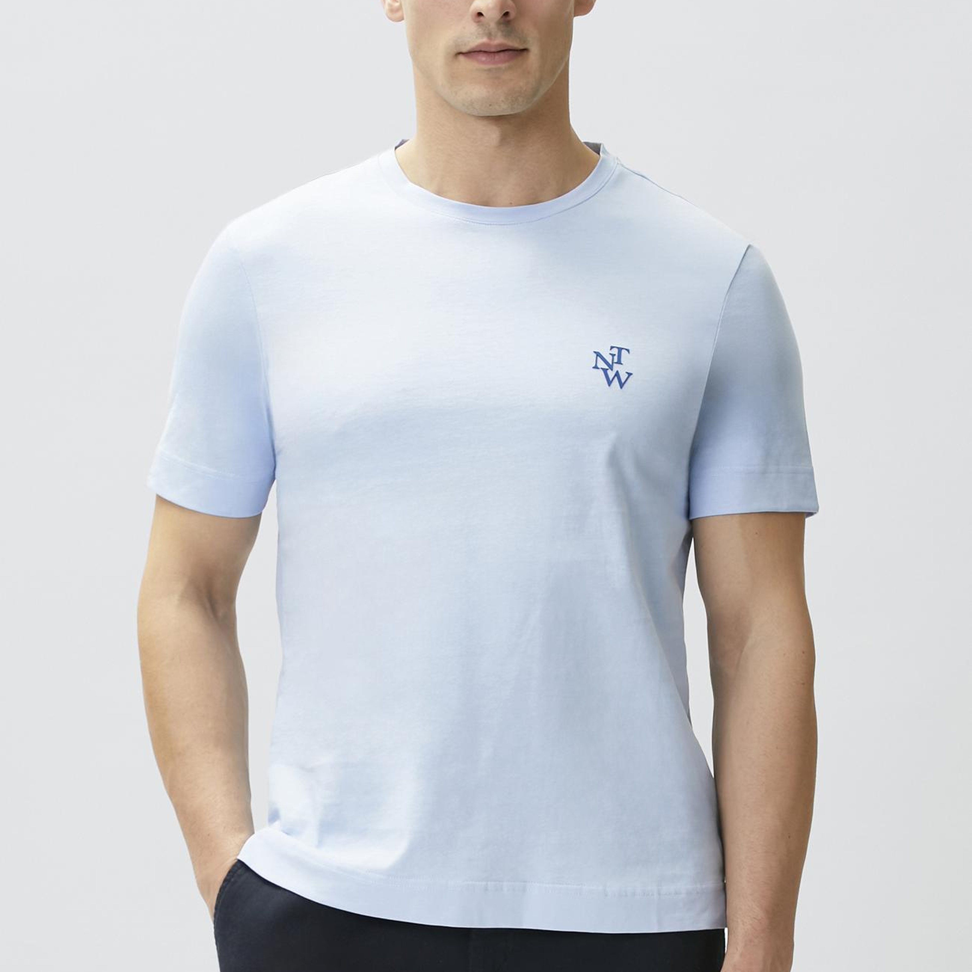 Network Erkek Comfort Fit Açık Mavi Göğüs Baskı Detaylı T-shirt