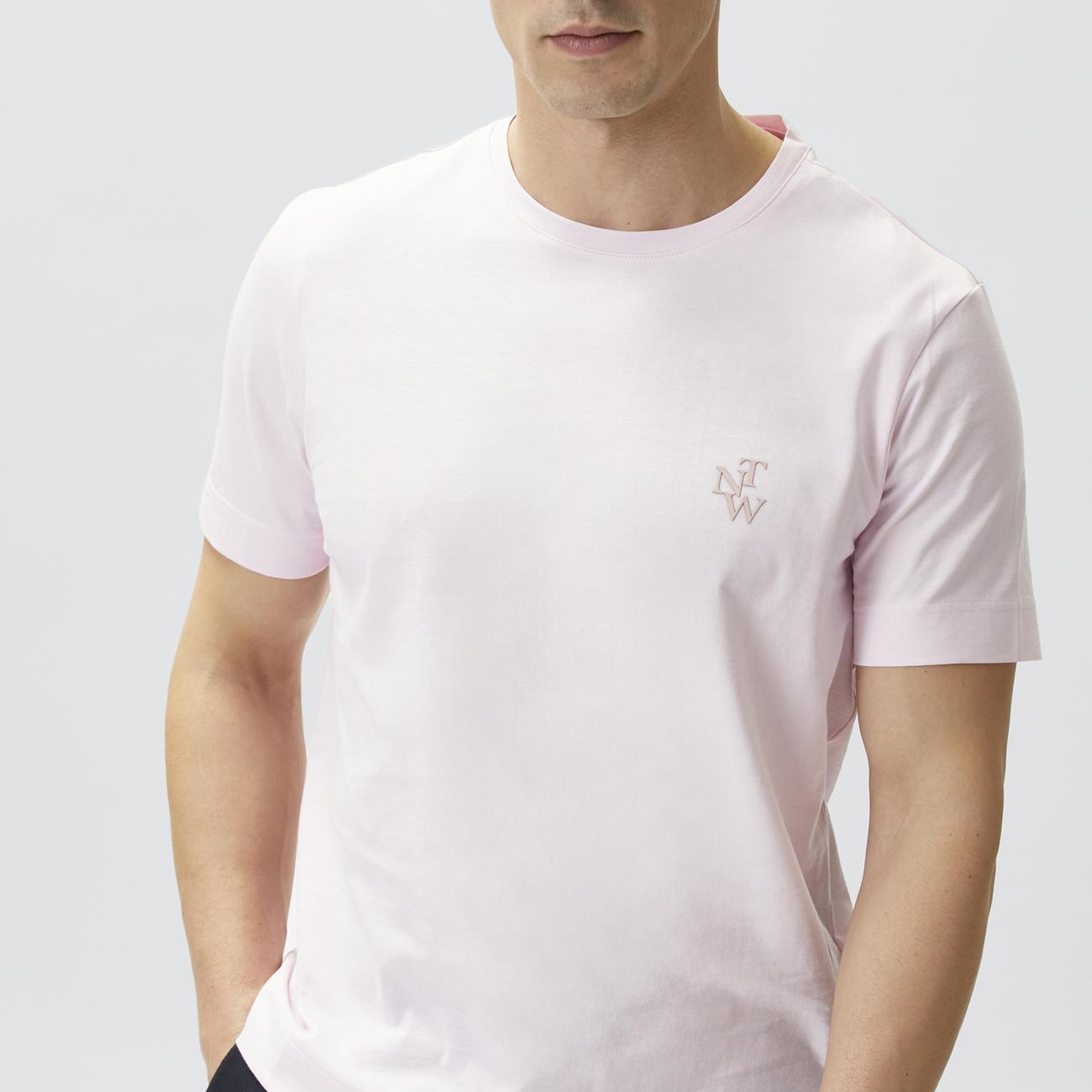 Network Erkek Comfort Fit Pembe Göğüs Baskı Detaylı T-shirt