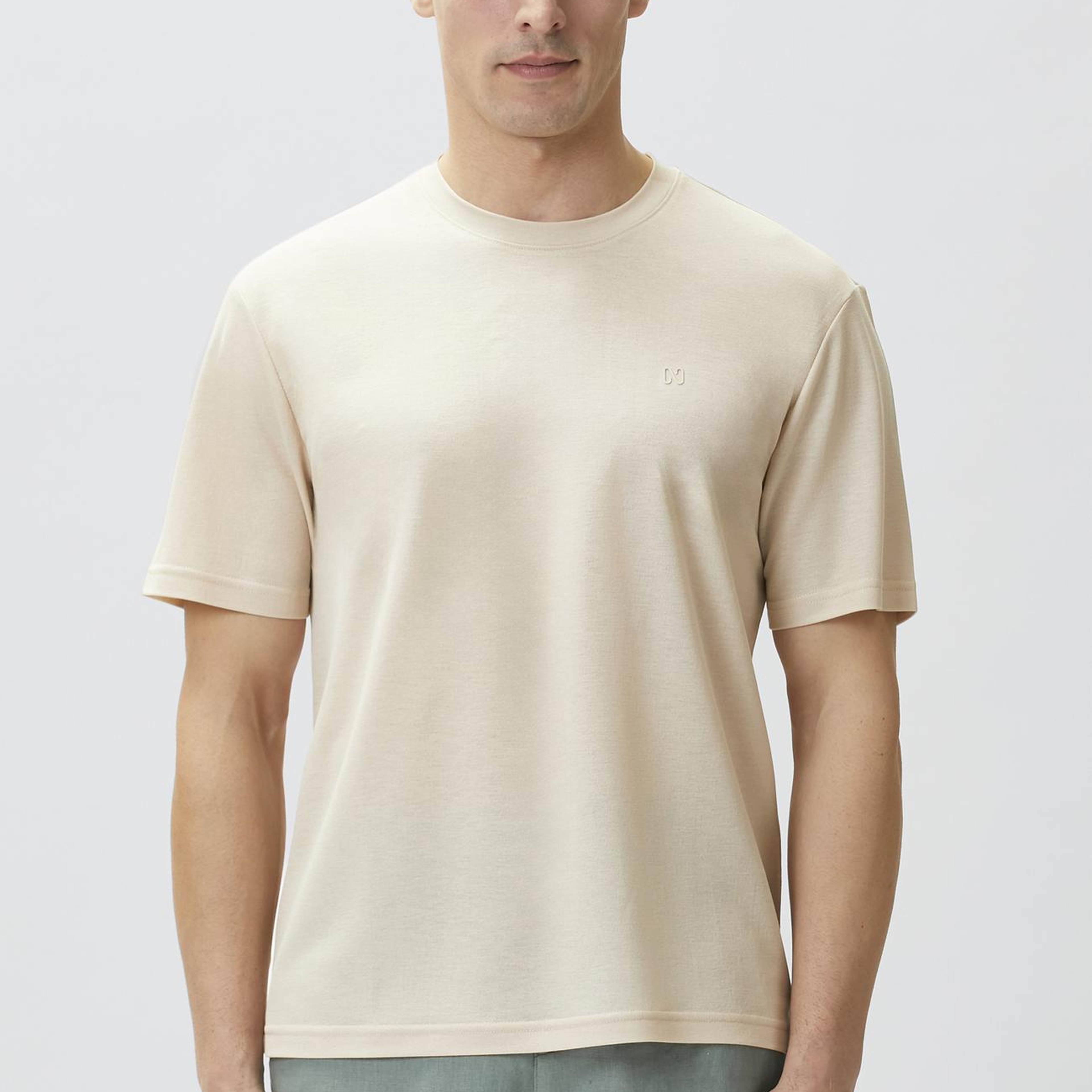 Network Erkek Comfort Fit Bej Bisiklet Yaka T-shirt