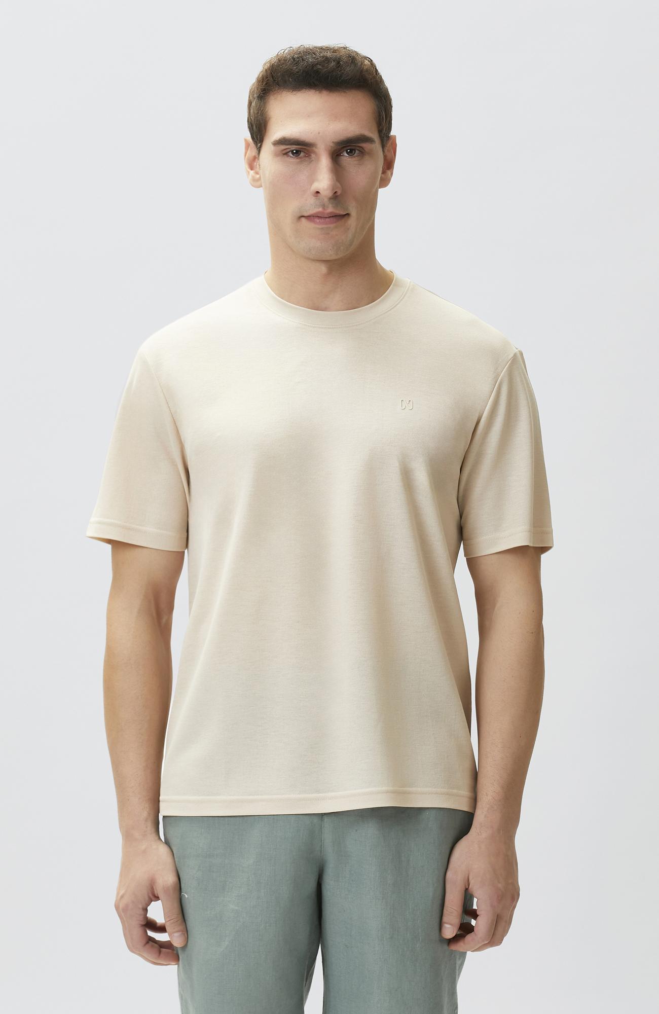 Network Erkek Comfort Fit Bej Bisiklet Yaka T-shirt