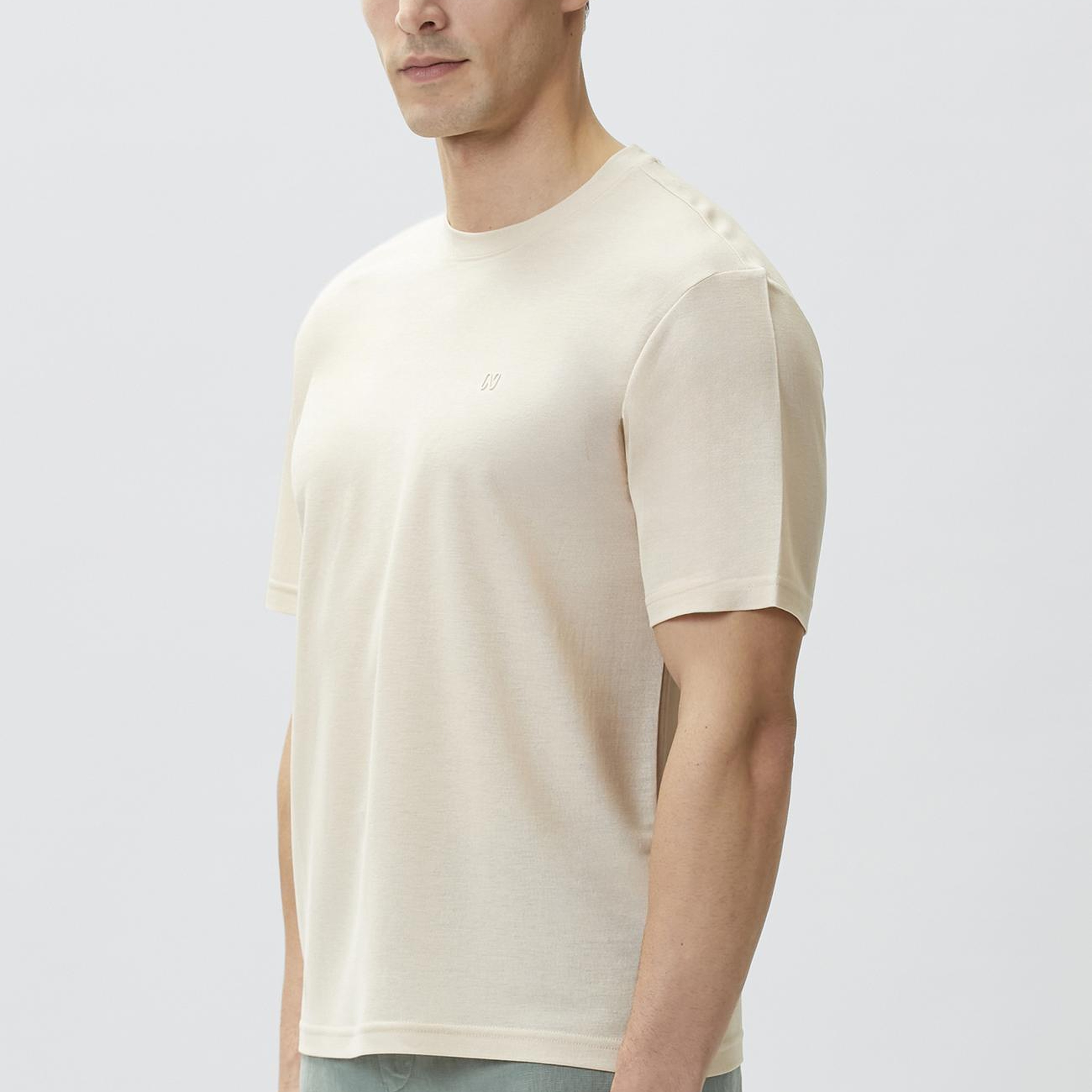 Network Erkek Comfort Fit Bej Bisiklet Yaka T-shirt