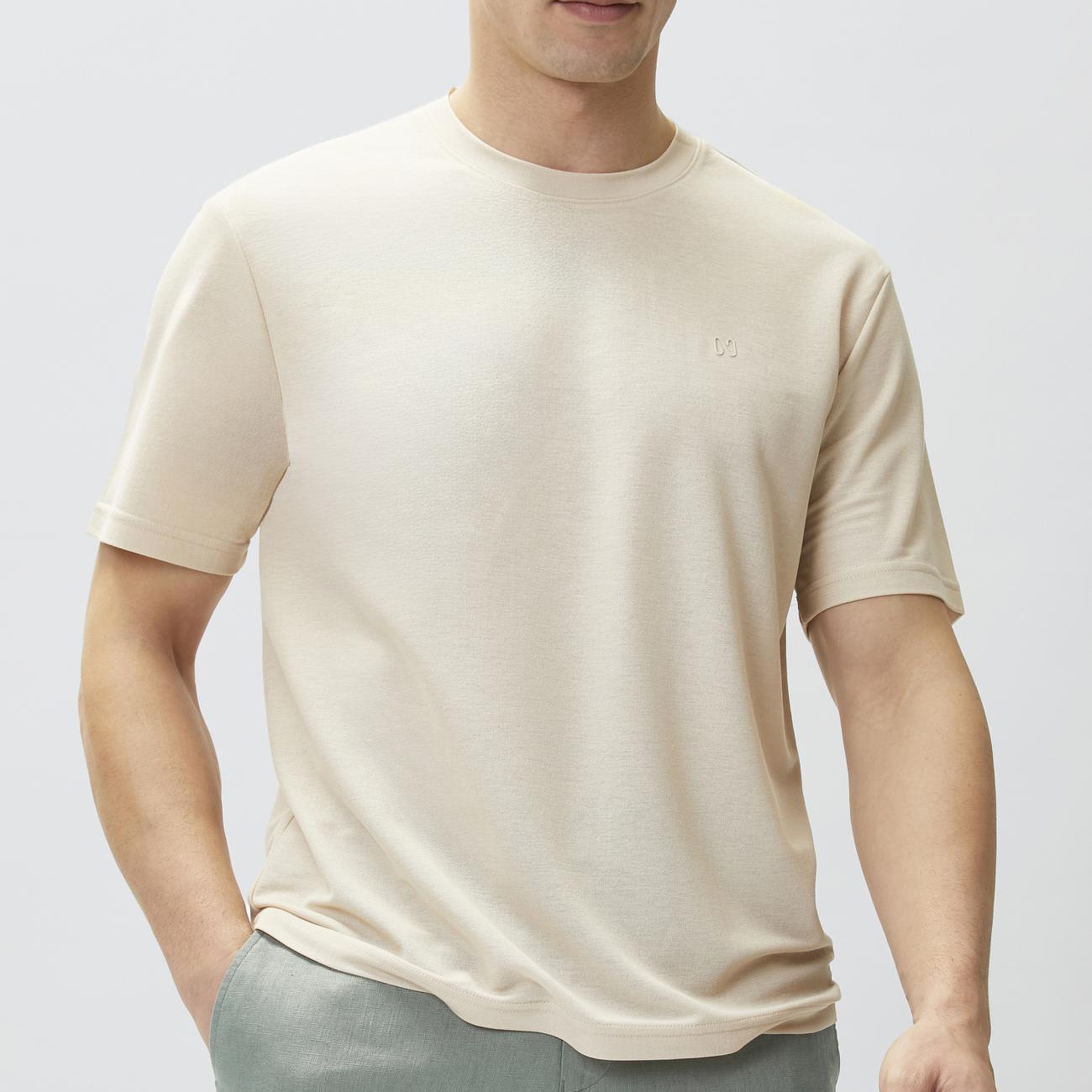 Network Erkek Comfort Fit Bej Bisiklet Yaka T-shirt