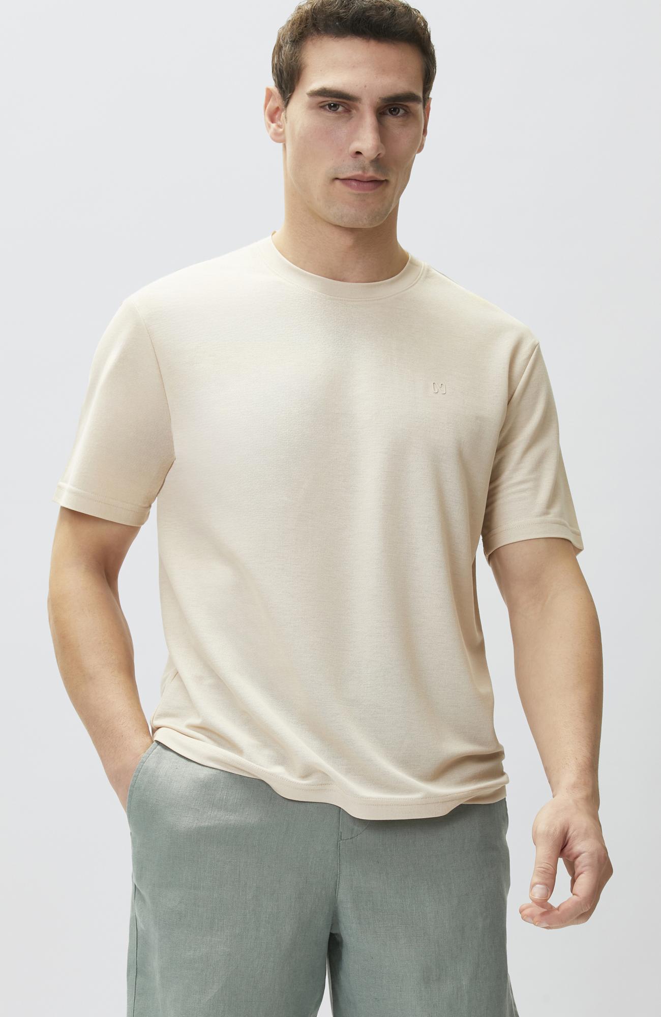 Network Erkek Comfort Fit Bej Bisiklet Yaka T-shirt