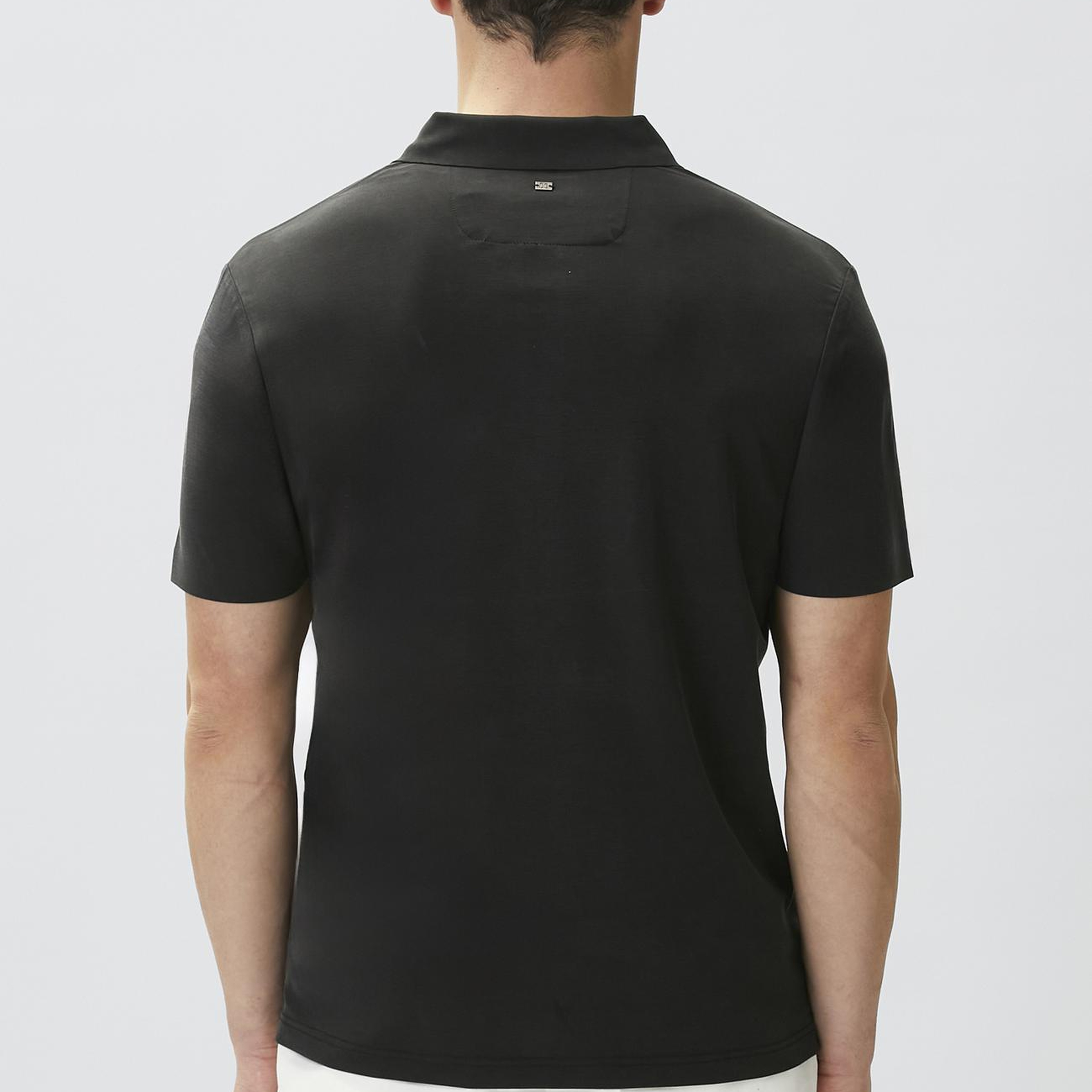 Network Erkek Siyah Fermuarlı Cupro Modal T-shirt