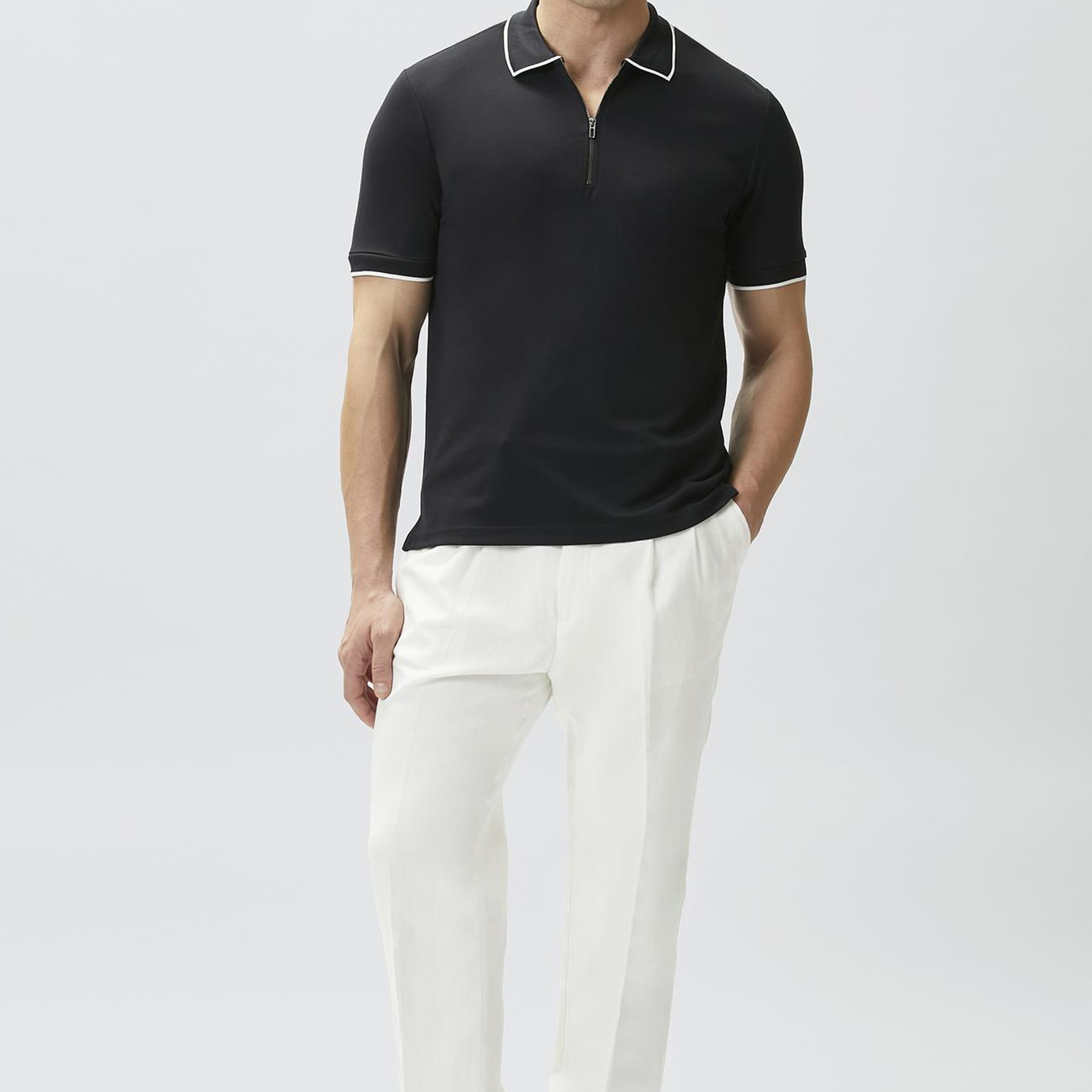 Network Erkek Lacivert Polo Yaka Pike Desen T-shirt