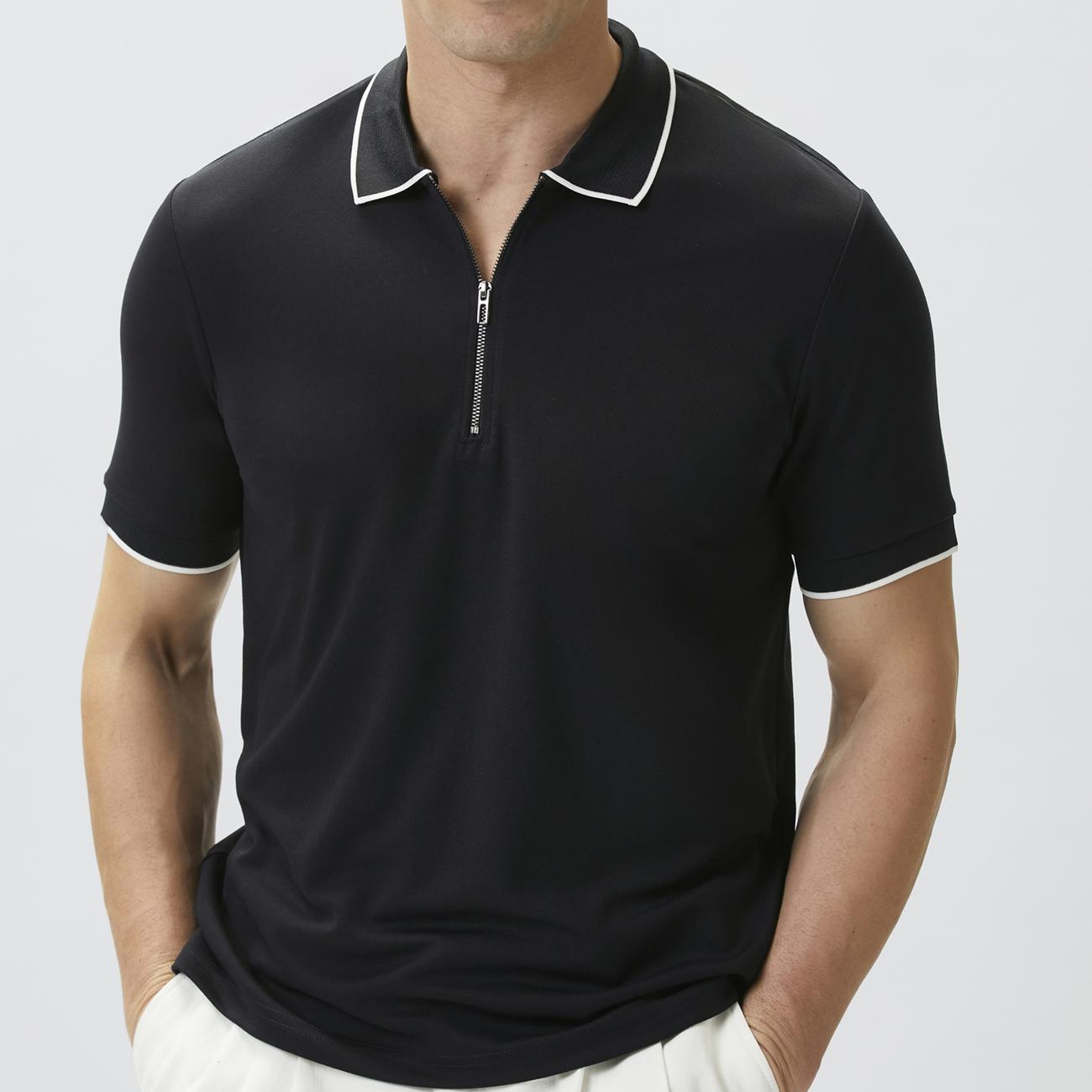 Network Erkek Lacivert Polo Yaka Pike Desen T-shirt