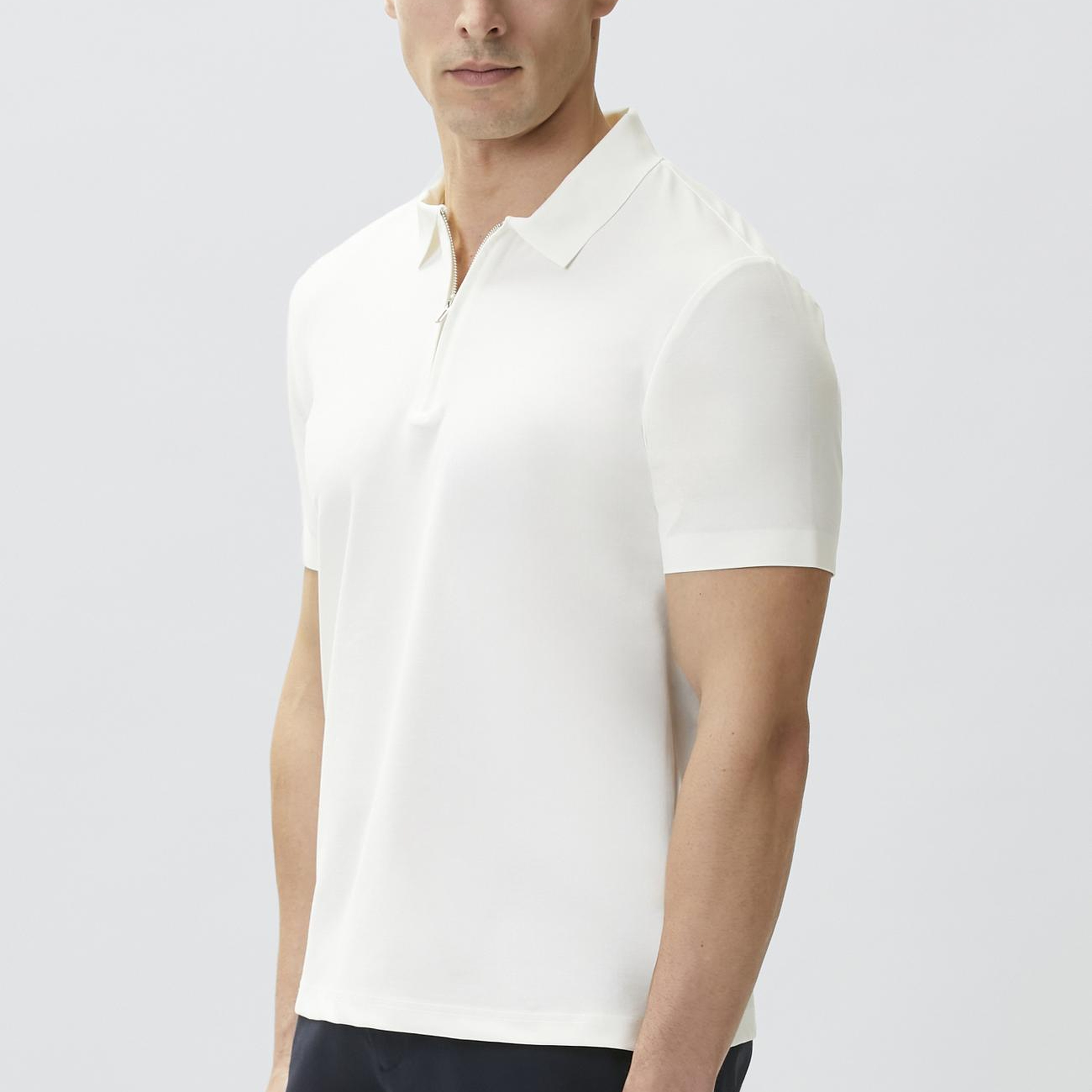 Network Erkek Beyaz Fermuarlı Cupro Modal T-shirt