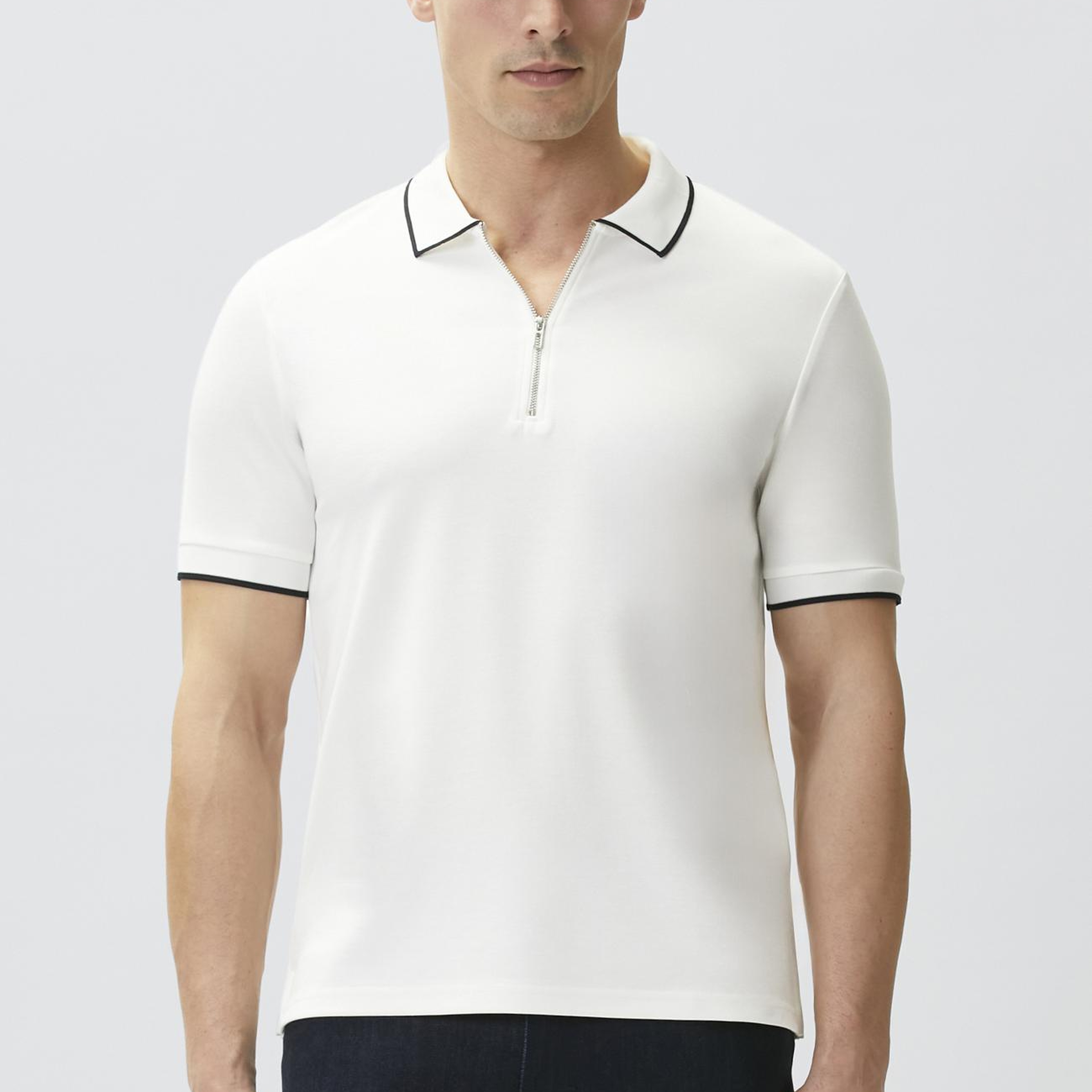 Network Erkek Kırık Beyaz Polo Yaka Pike Desen T-shirt