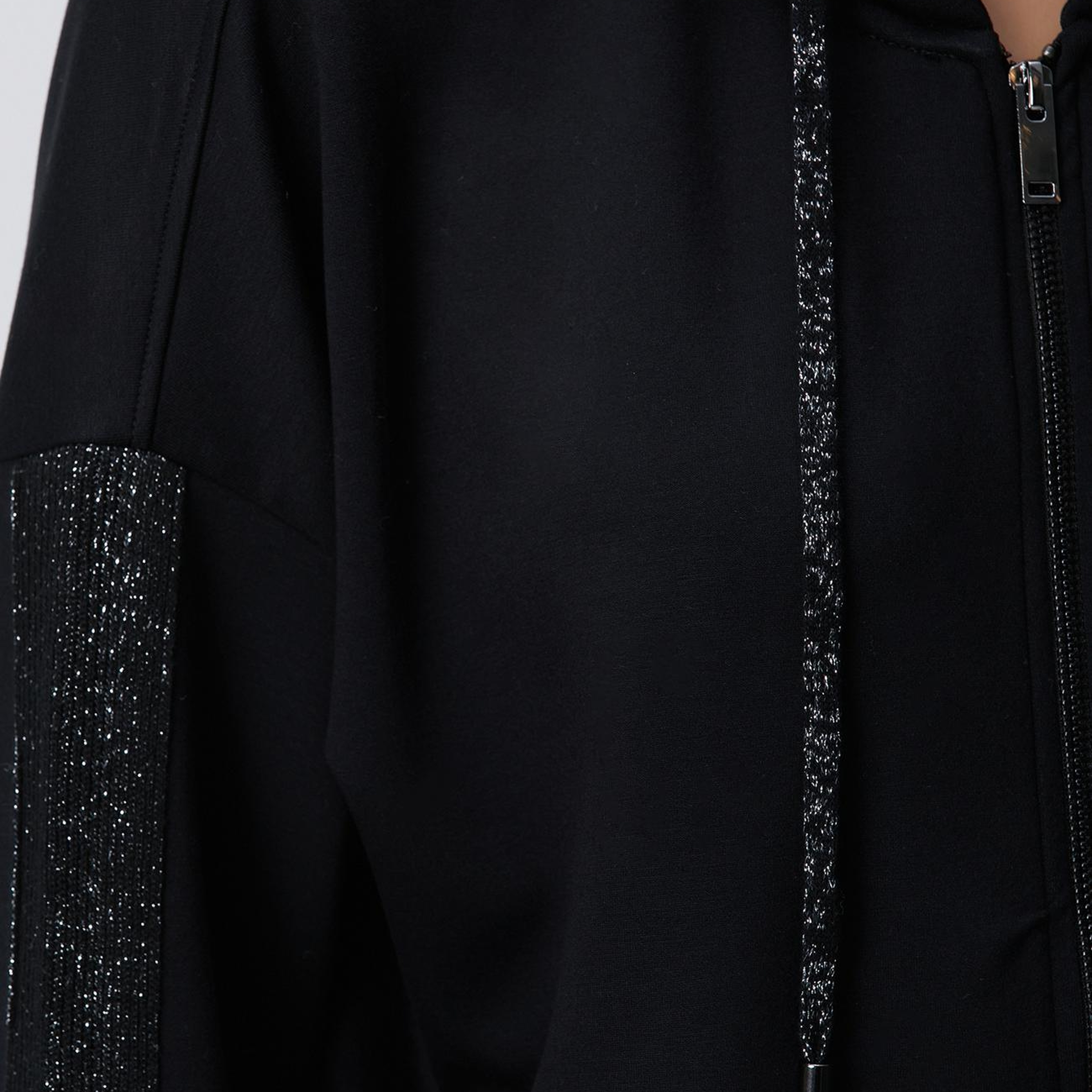 Network Kadın Siyah Kapüşonlu Triko Garnili Sweatshirt