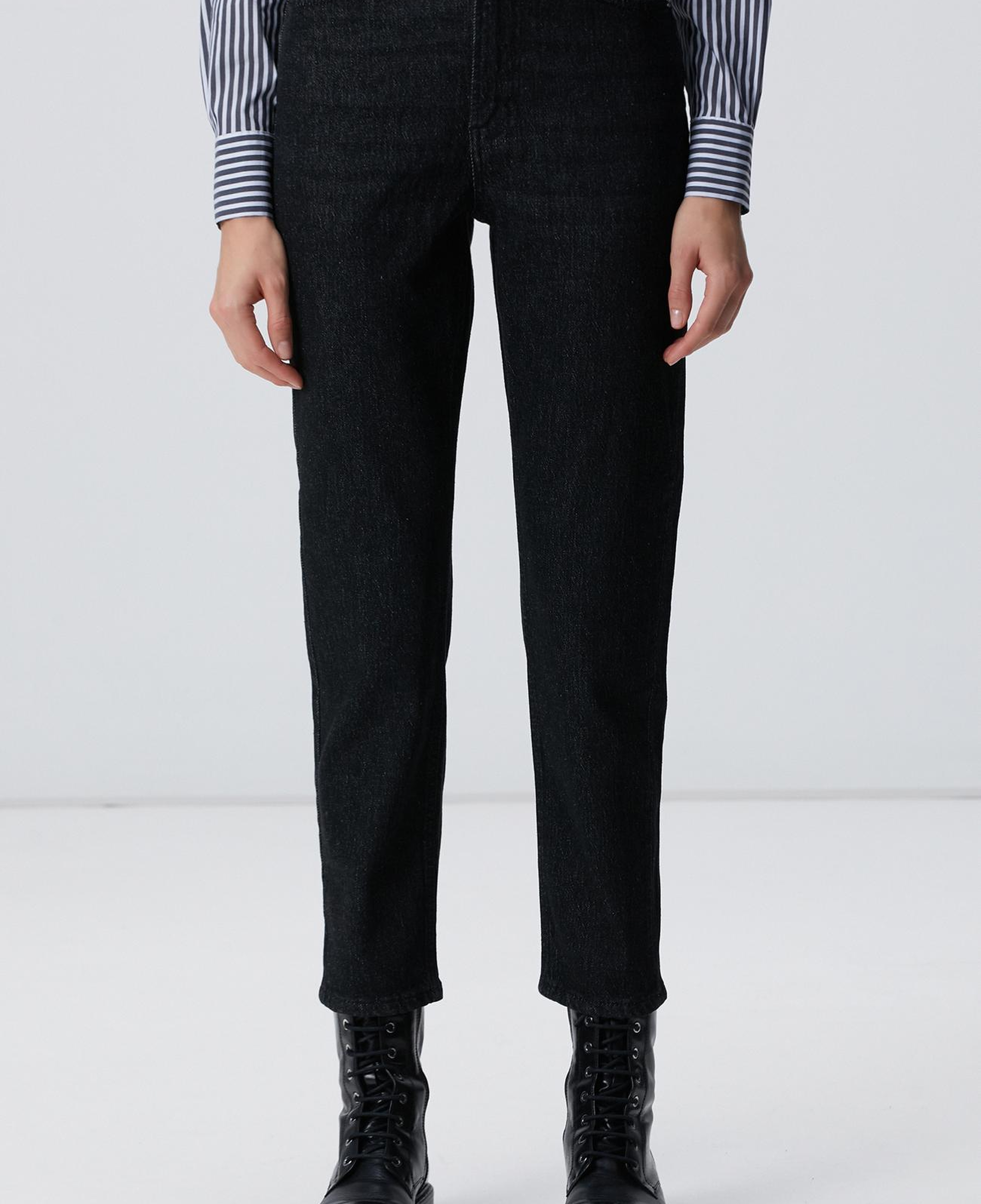 Network Kadın Siyah Mom Fit Denim Pantolon