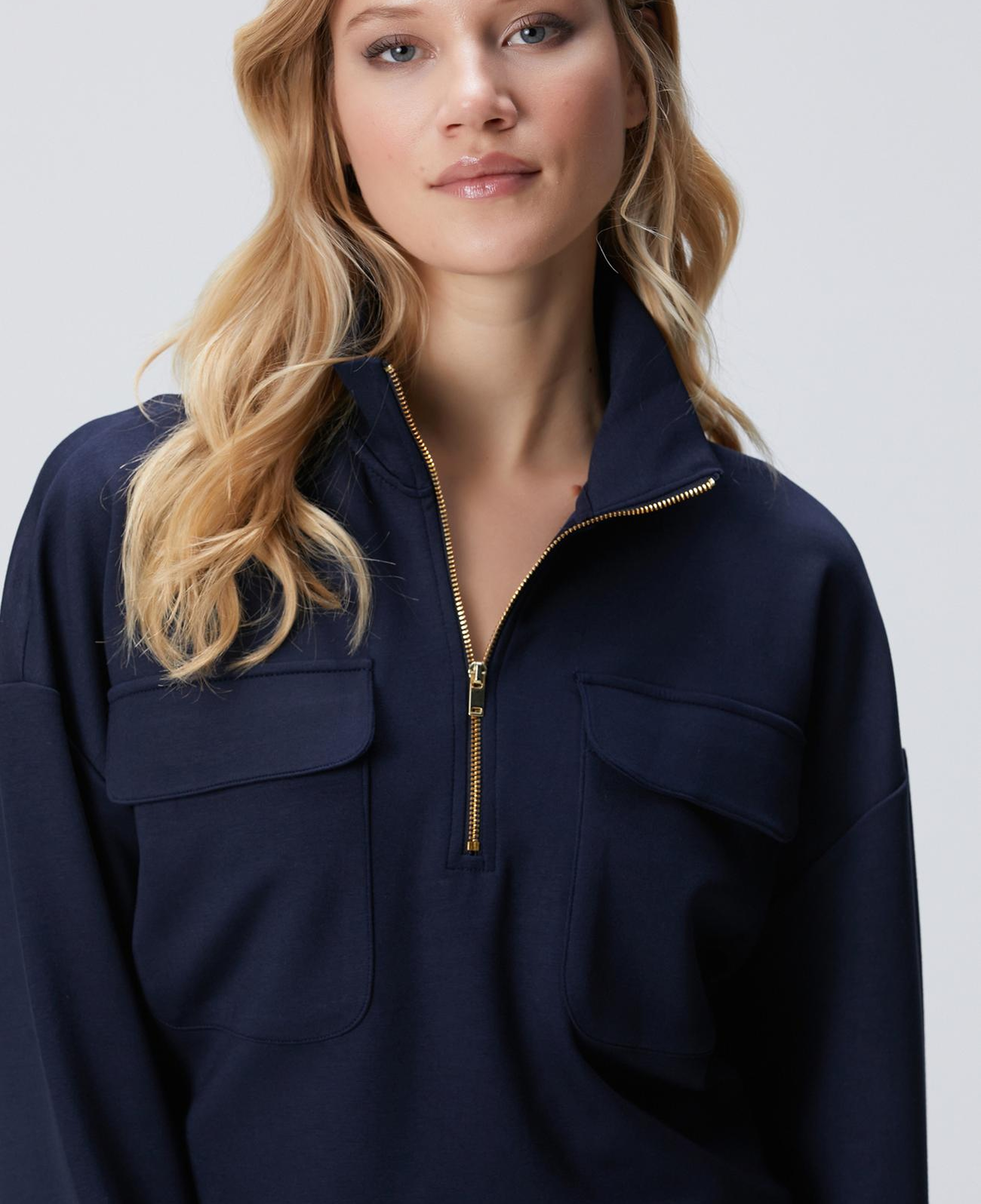 Network Kadın Lacivert Fermuarlı Sweatshirt