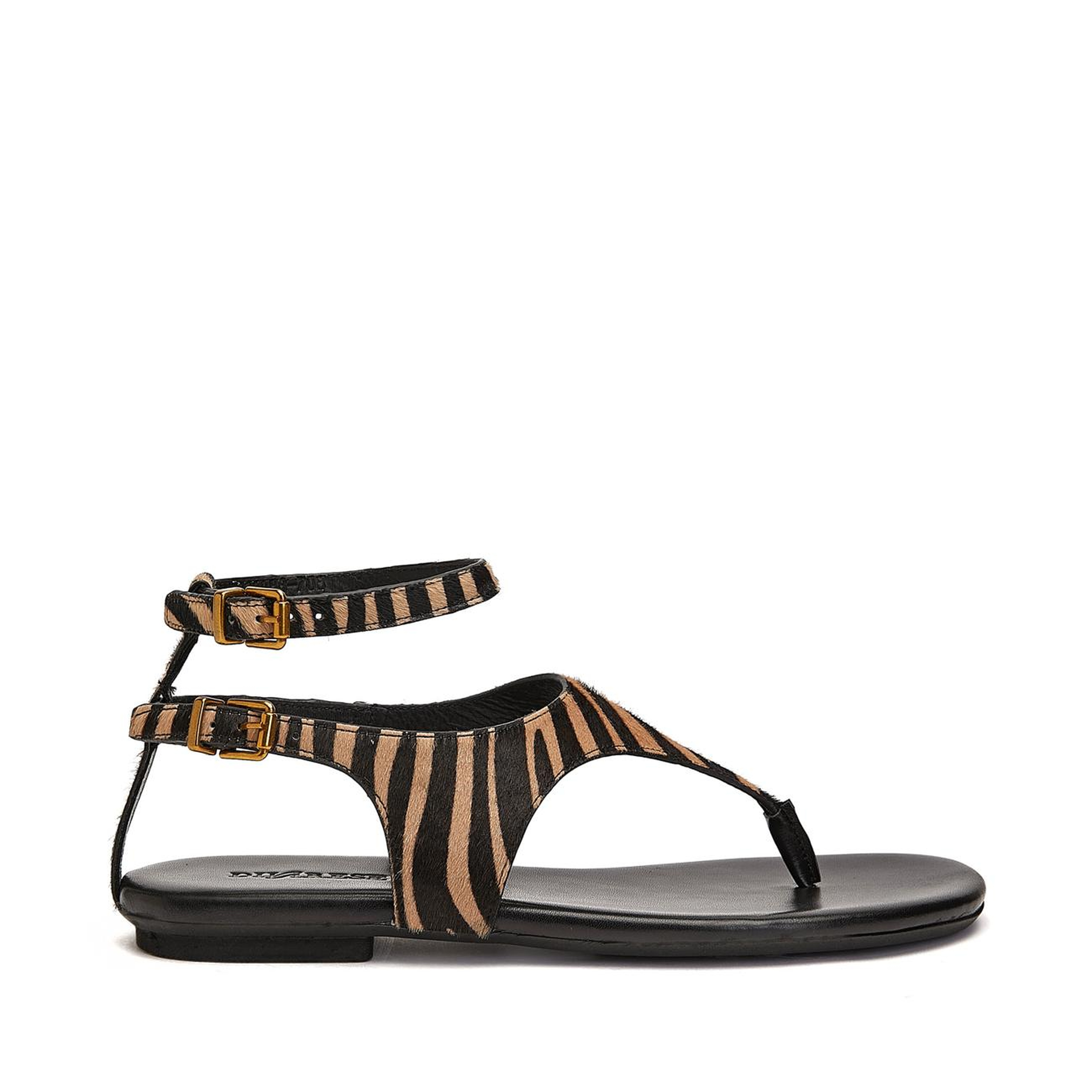 Divarese Kadın Zebra Desenli Toka Detaylı Deri Sandalet