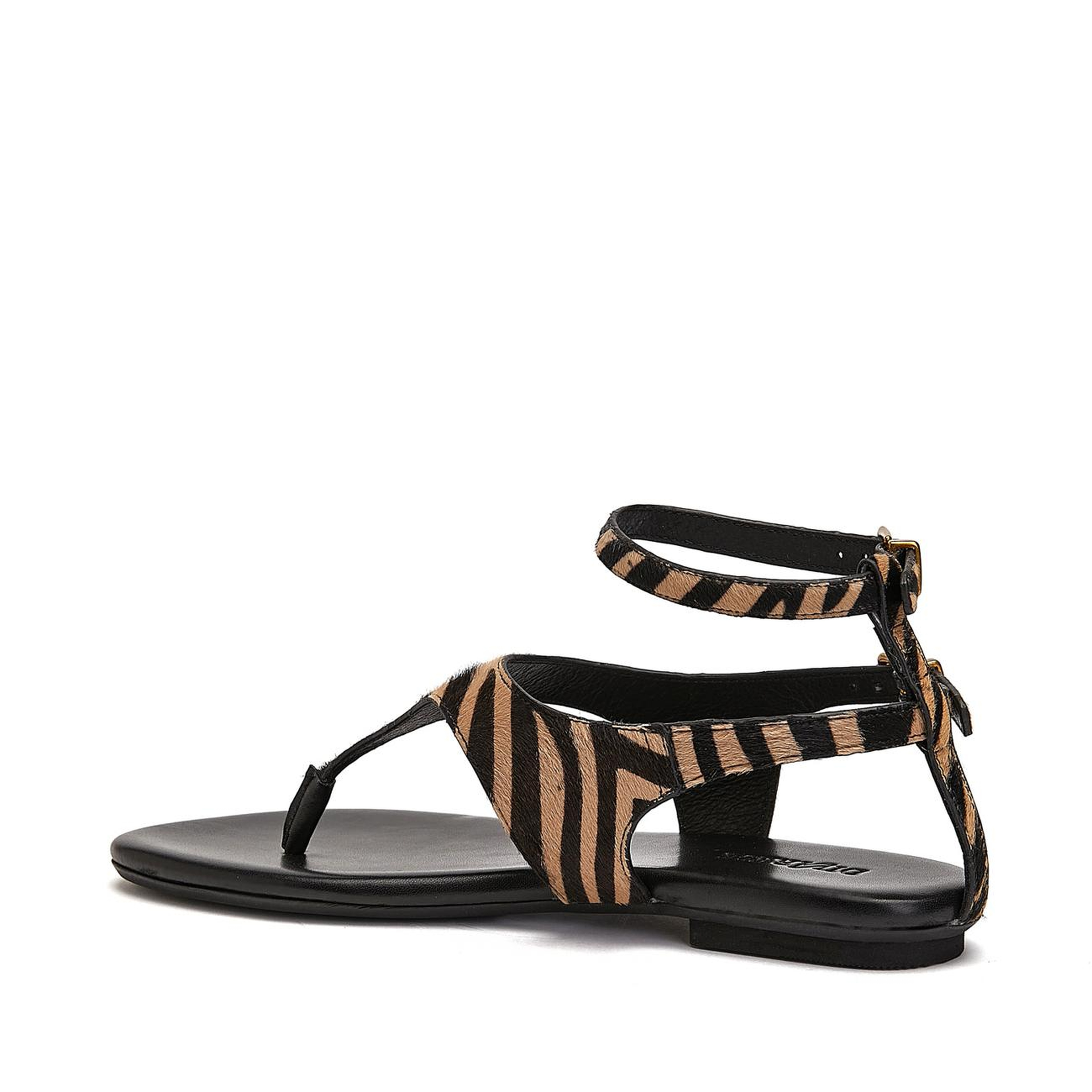 Divarese Kadın Zebra Desenli Toka Detaylı Deri Sandalet