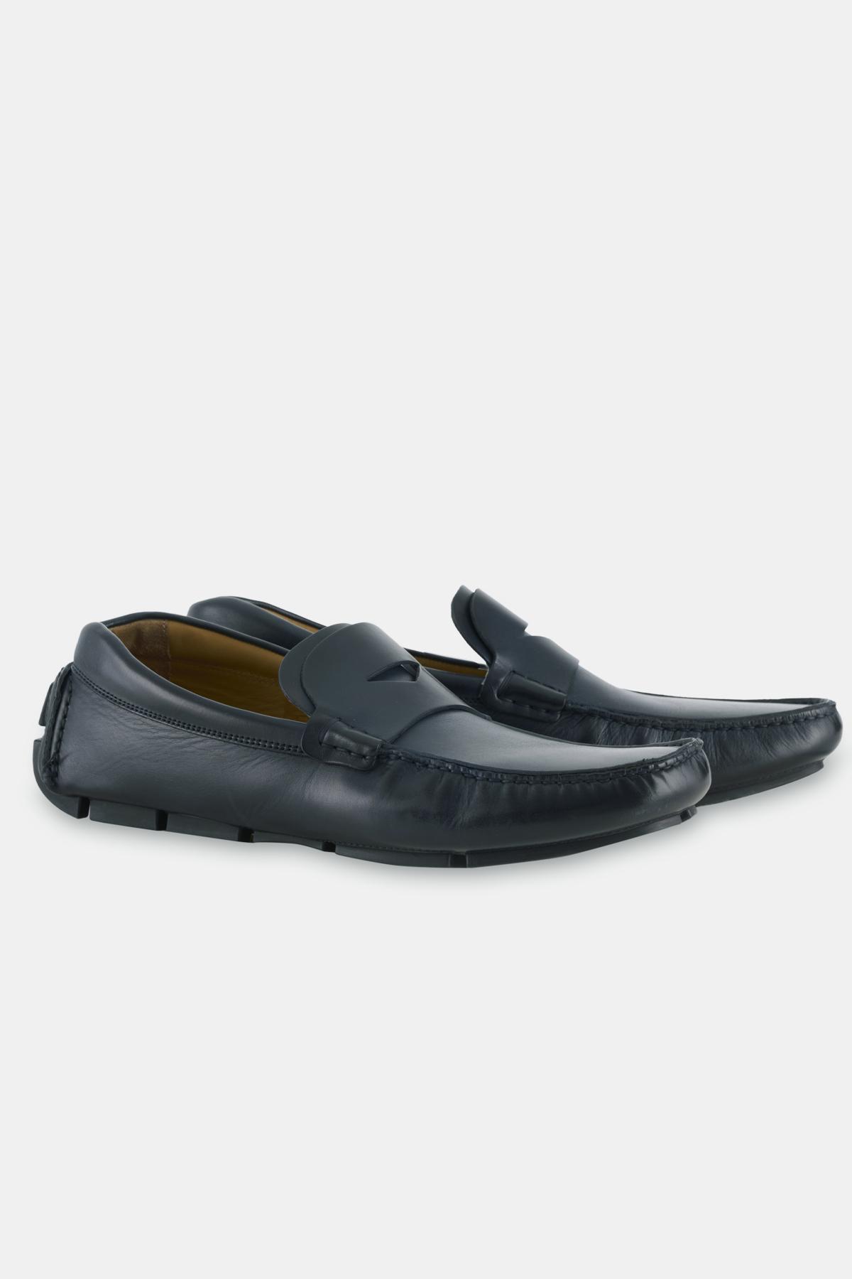 Erkek Mavi Deri Loafer