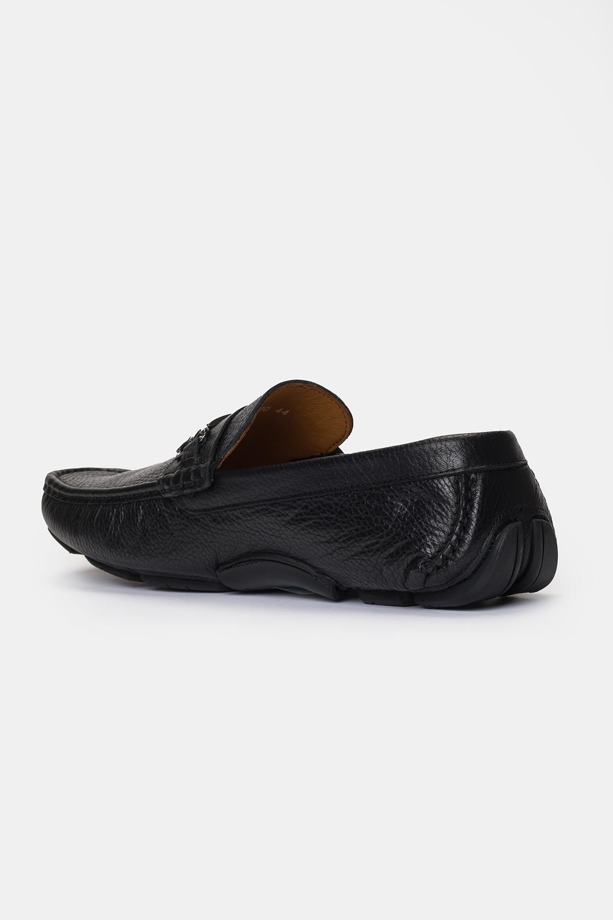 Erkek Siyah Deri Tokalı Loafer
