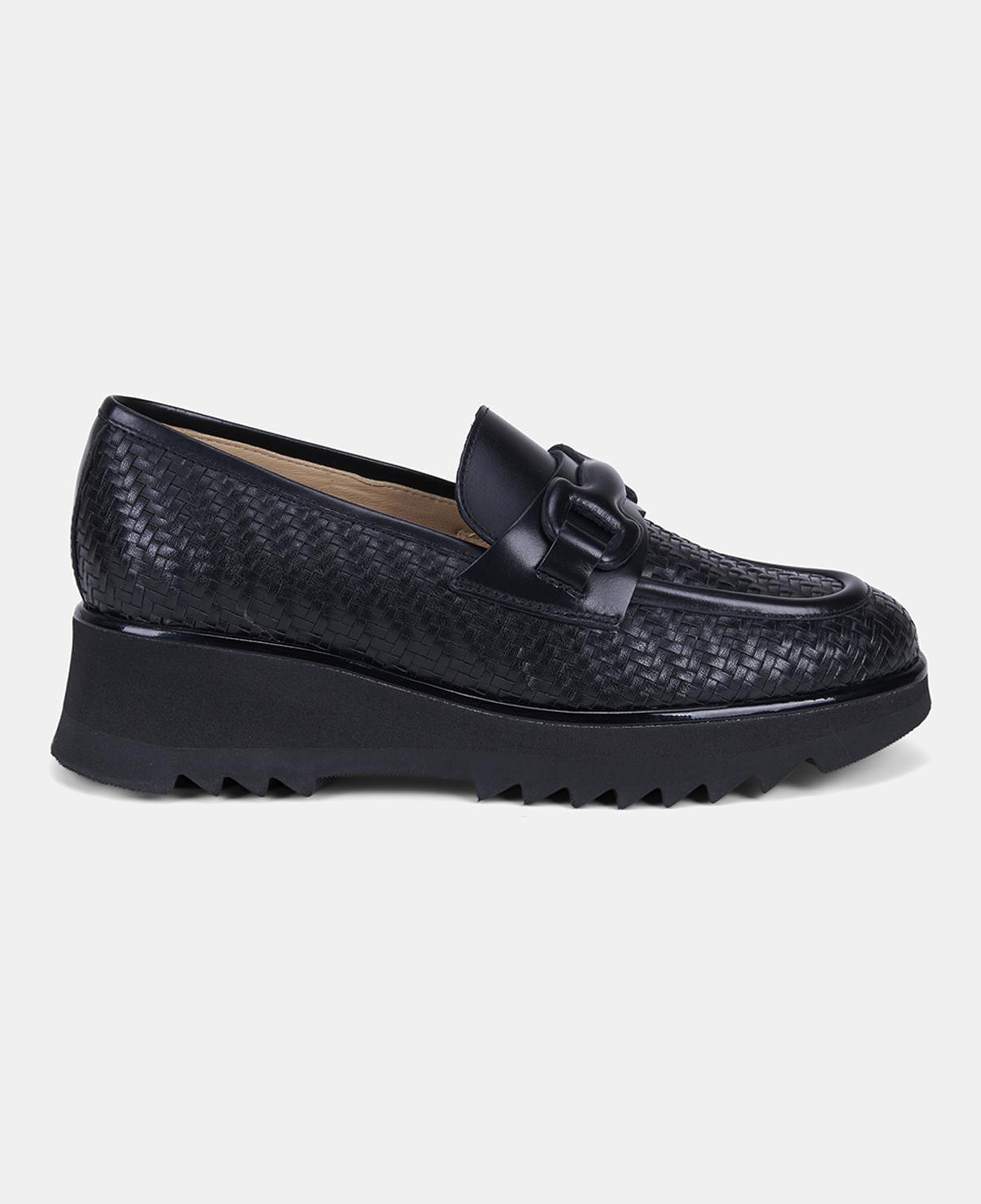 Luca Grossi Kadın Siyah Örgü Desenli Dolgu Topuklu Loafer