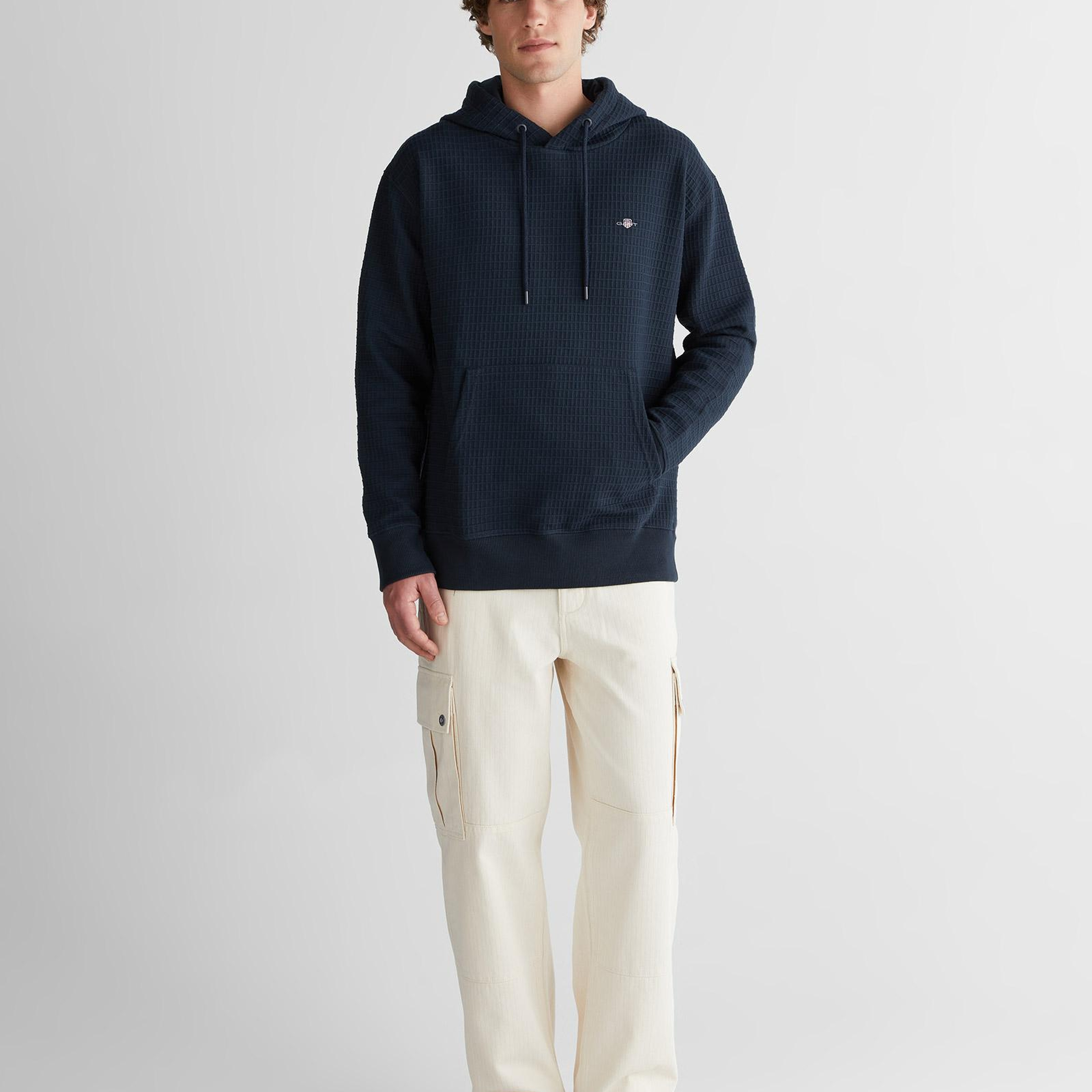 GANT Erkek Lacivert Regular Fit Kapüşonlu Sweatshirt