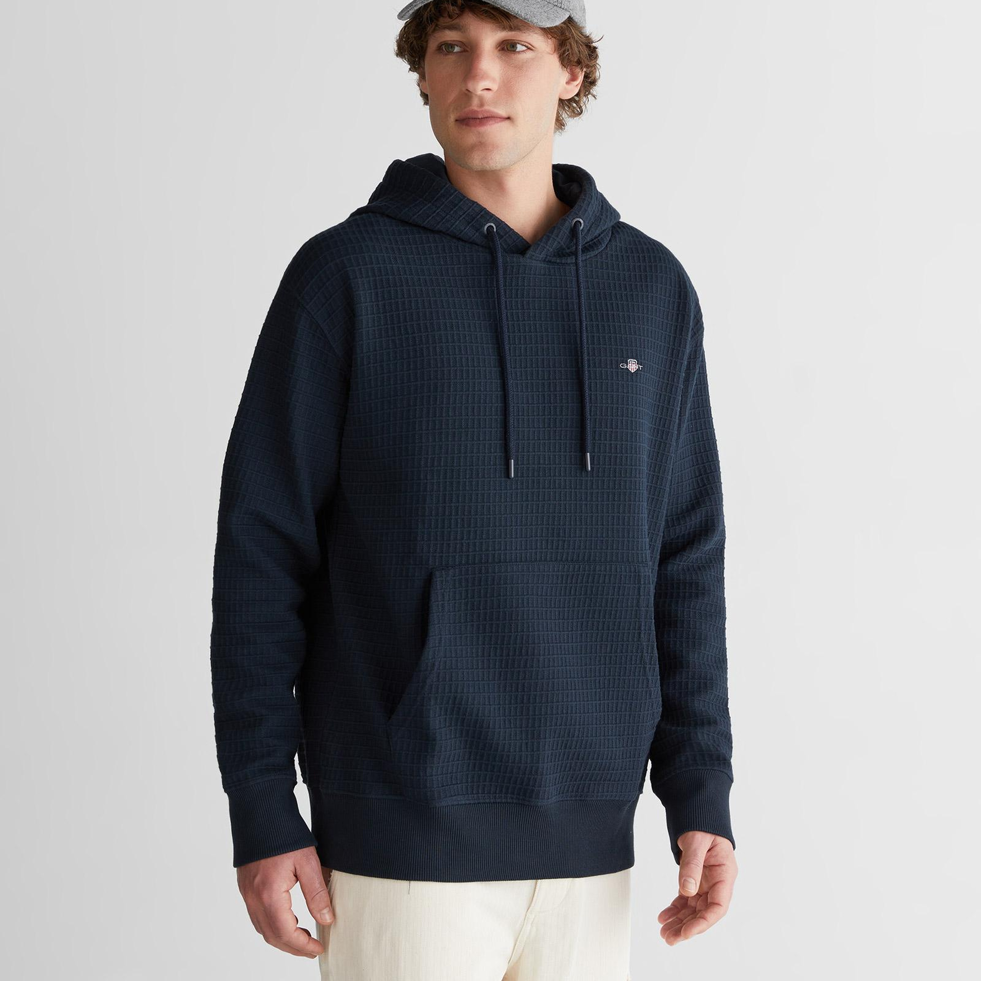 GANT Erkek Lacivert Regular Fit Kapüşonlu Sweatshirt